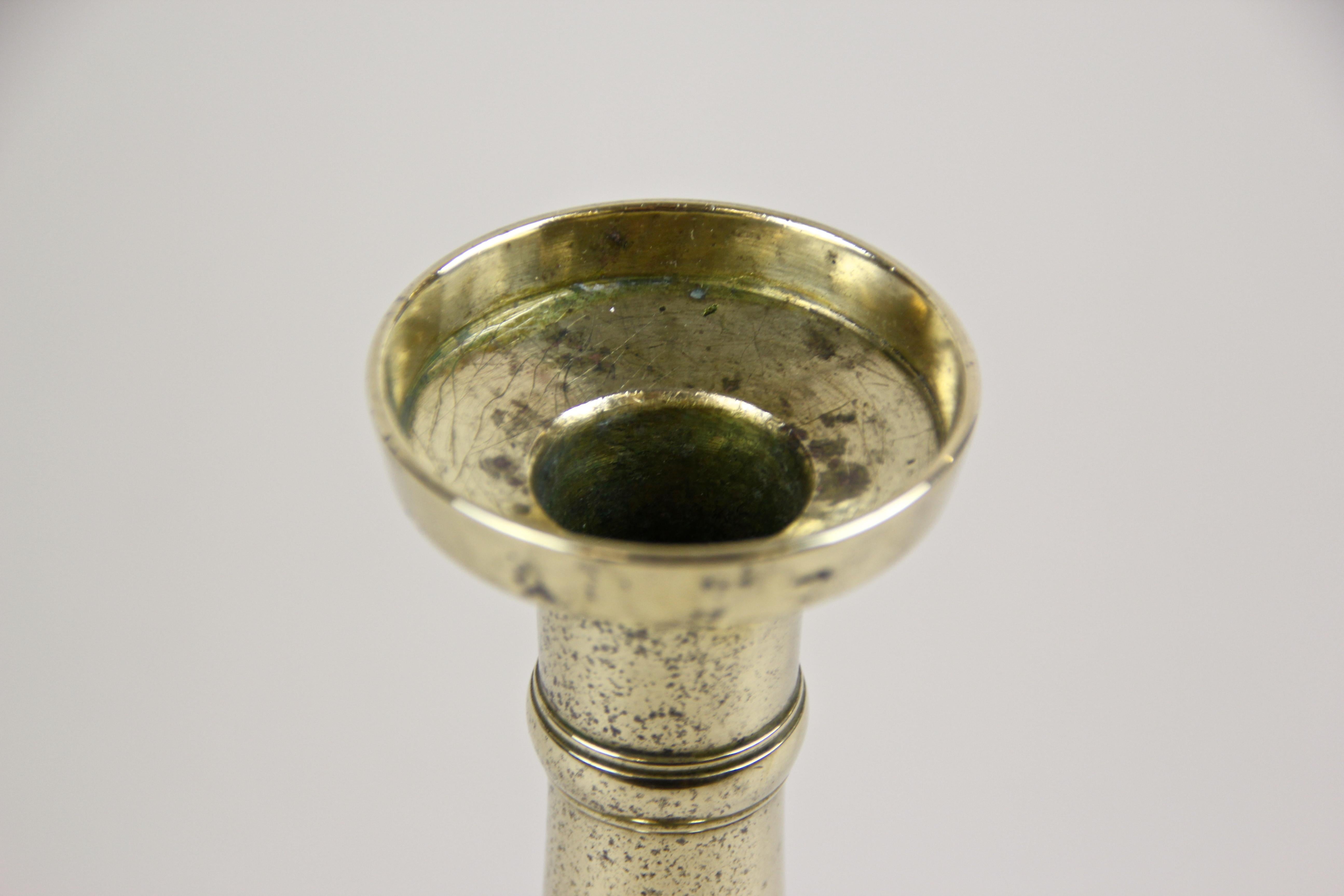Polished 19th Century Biedermeier Brass Candlestick, Austria, circa 1830 For Sale