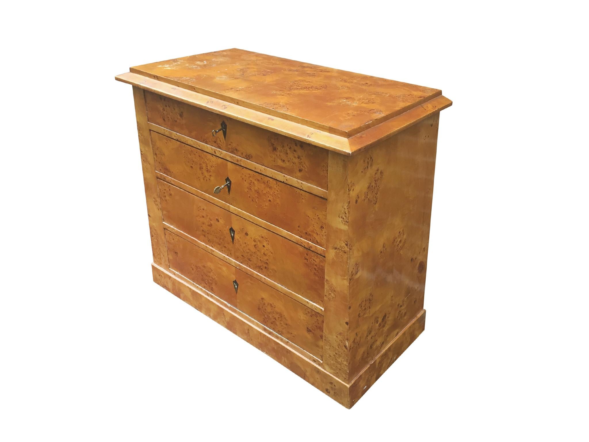 Danish 19th Century Biedermeier Burl Chest of Drawers or Commode