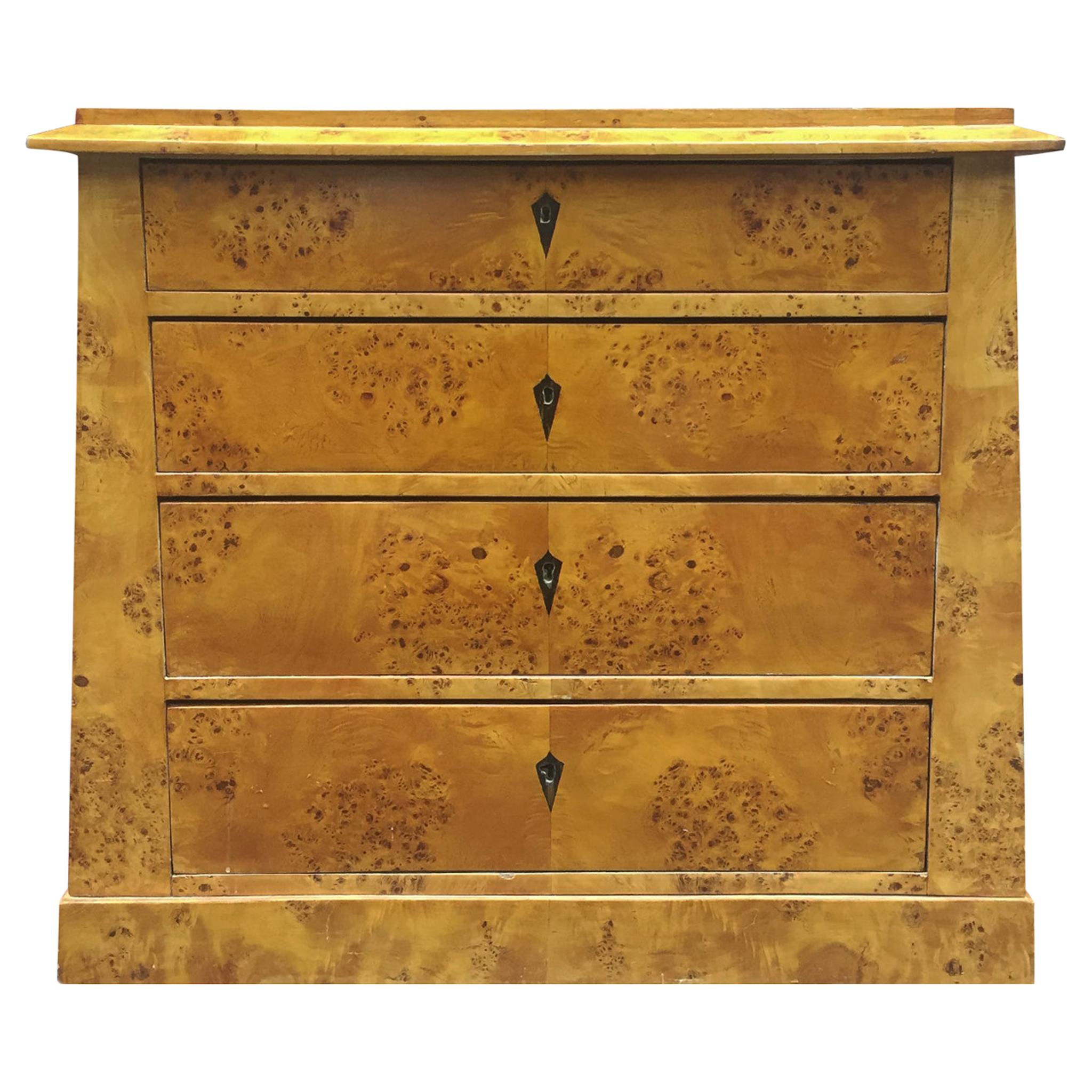 19th Century Biedermeier Burl Chest of Drawers or Commode