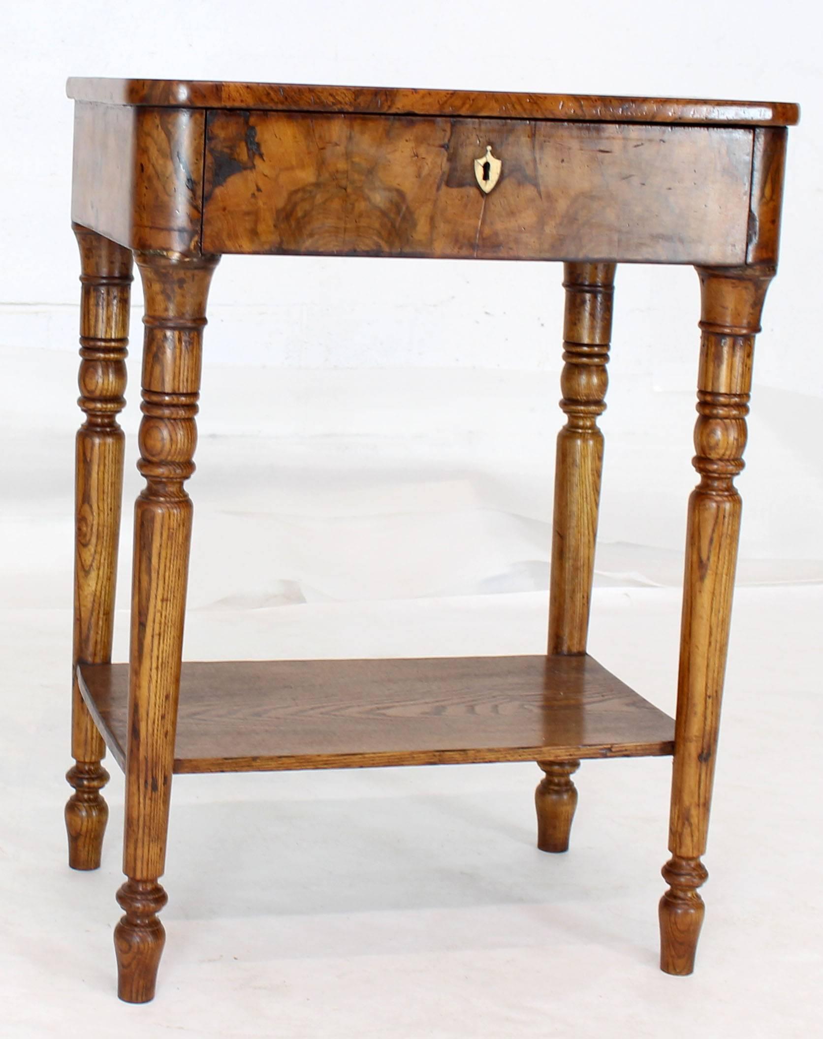 19th Century Biedermeier Burl Walnut One Drawer Sewing Stand Table 6