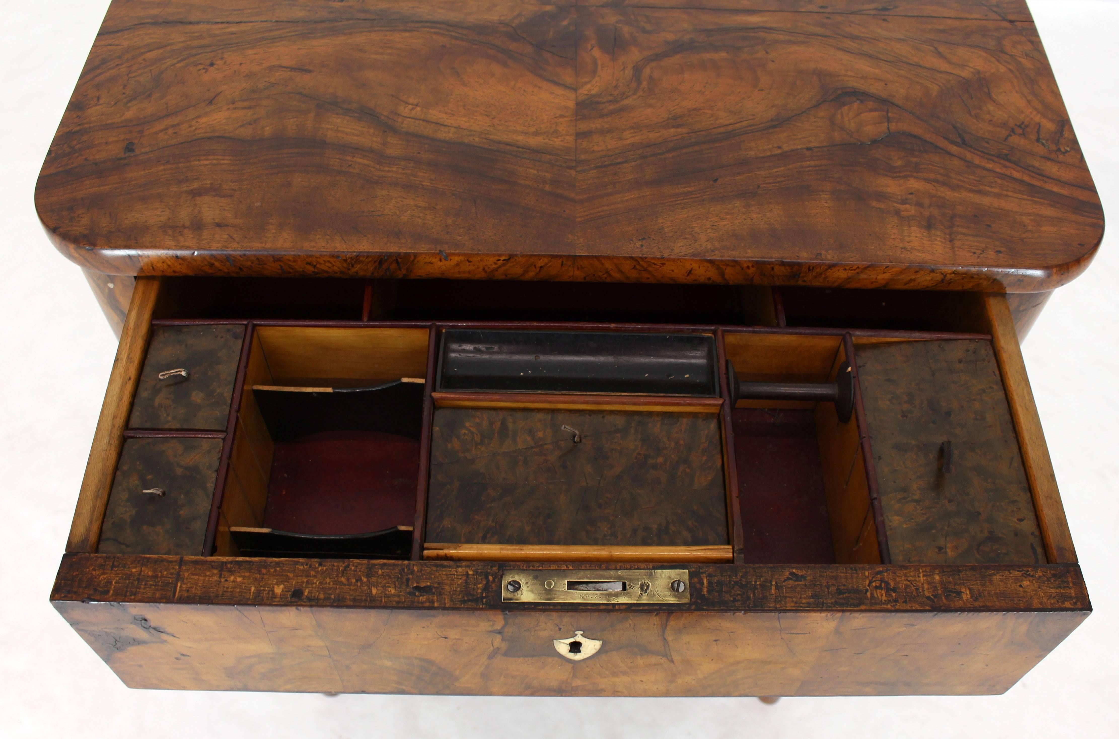 19th Century Biedermeier Burl Walnut One Drawer Sewing Stand Table 7