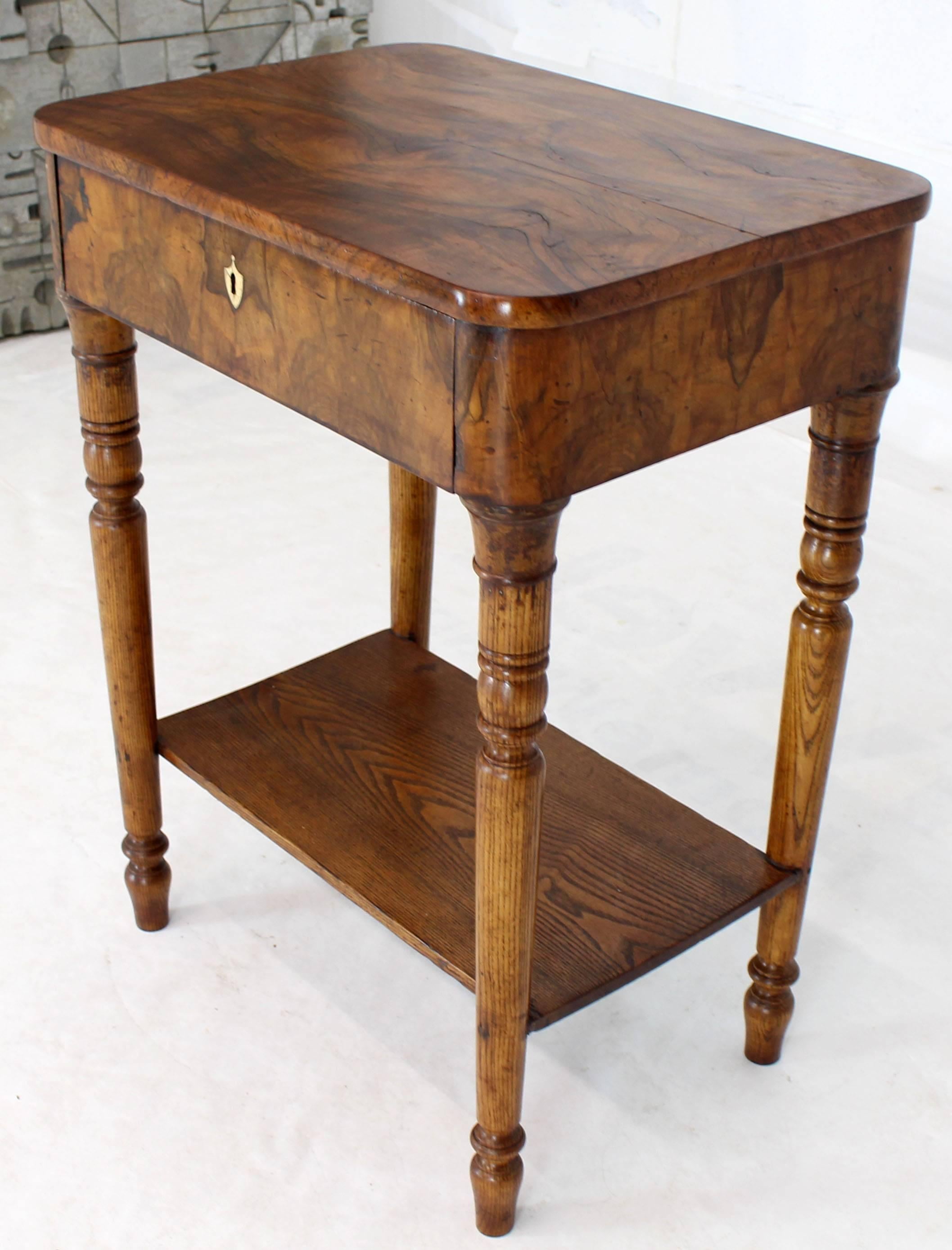 19th Century Biedermeier Burl Walnut One Drawer Sewing Stand Table 2