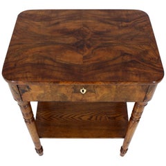 19th Century Biedermeier Burl Walnut One Drawer Sewing Stand Table