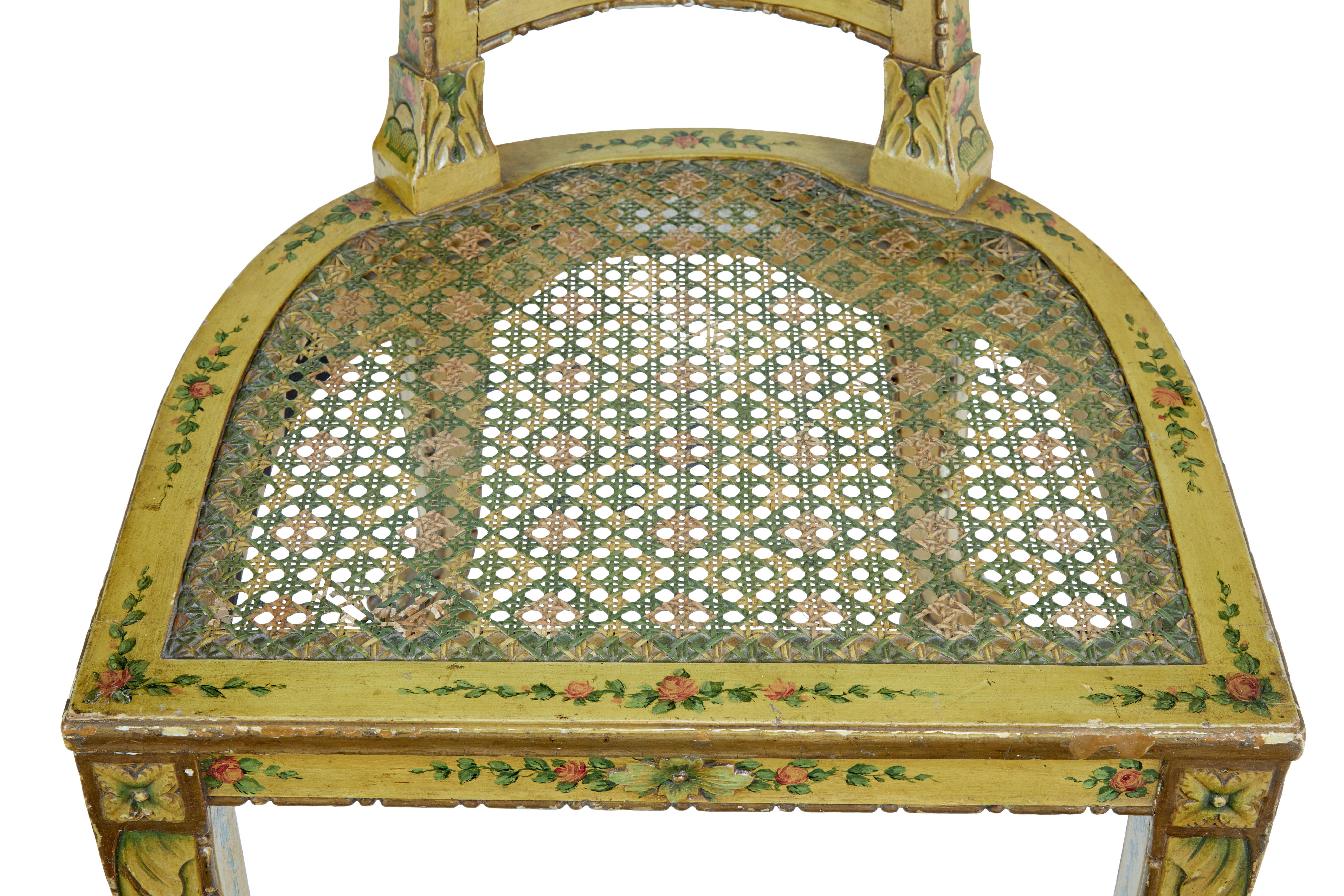 19th Century Biedermeier Carved and Painted Cane Chair 3