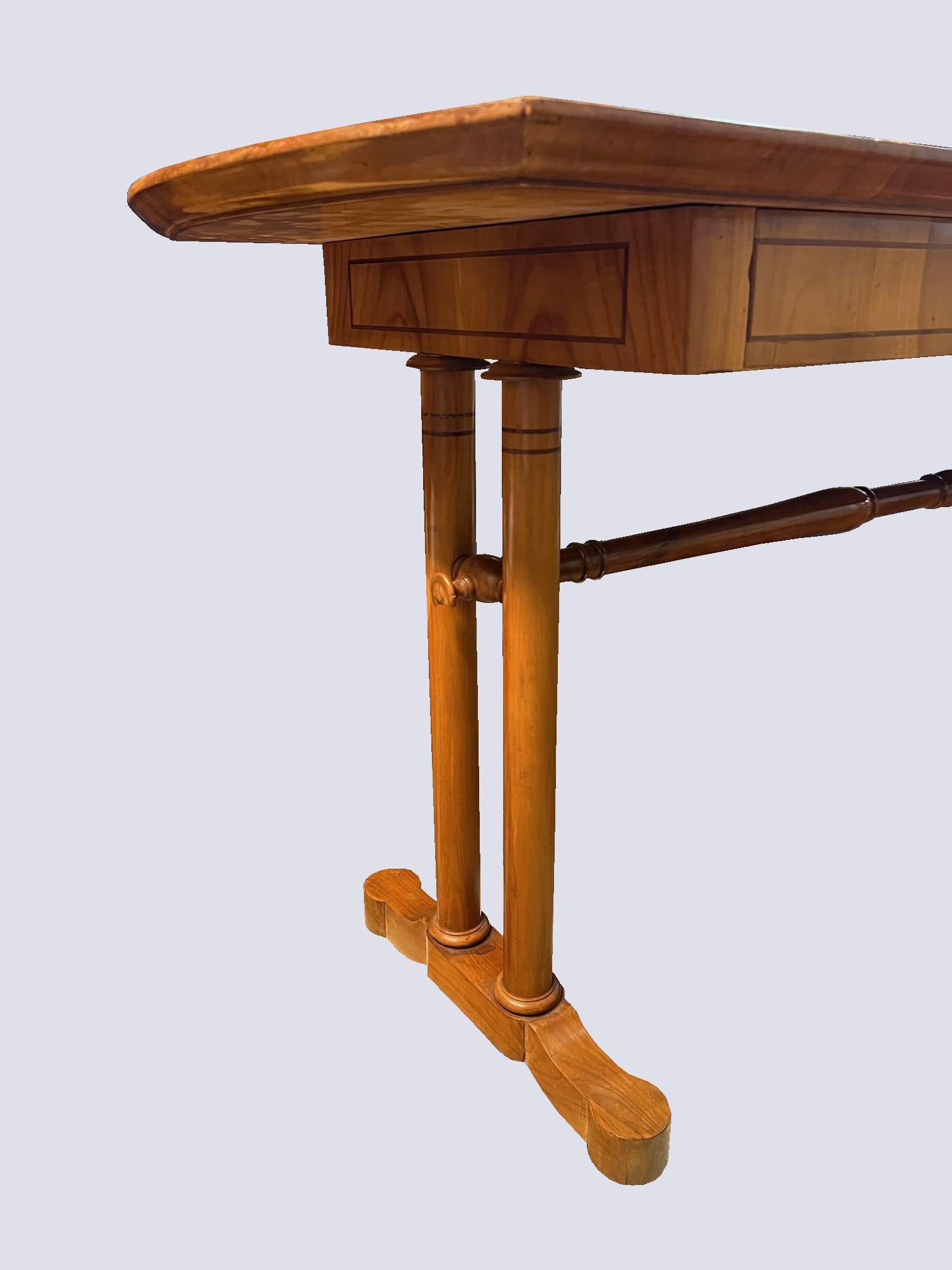 Inlay 19th Century Biedermeier Cherry Console Side Table. Vienna, c. 1825. For Sale