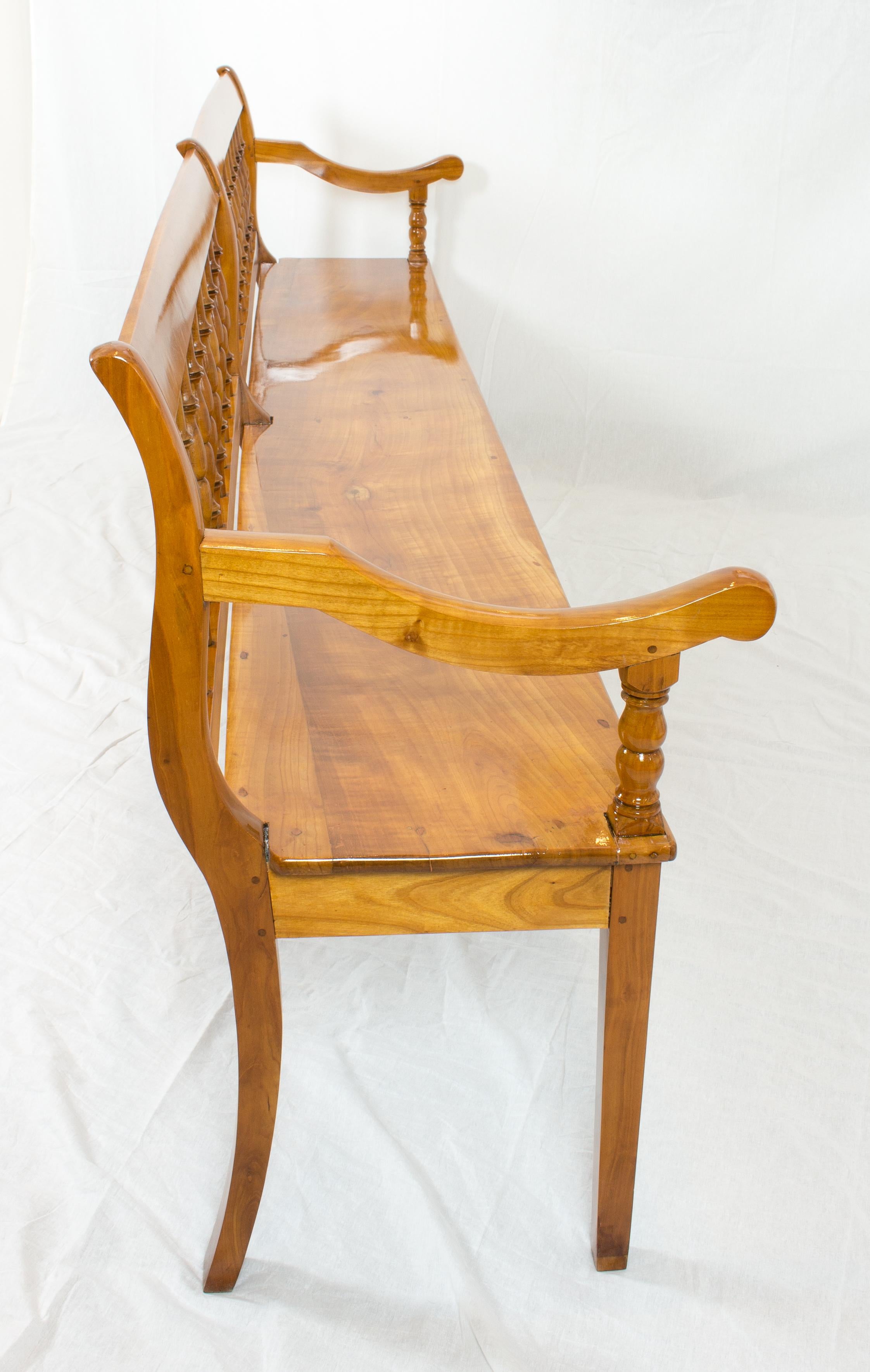 German 19th Century Biedermeier Large Cherry Farmhouse Seat Bench For Sale