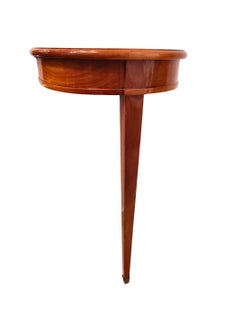Small Biedermeier Half-Round Cherrywood Wall Table with Single Tapered Leg