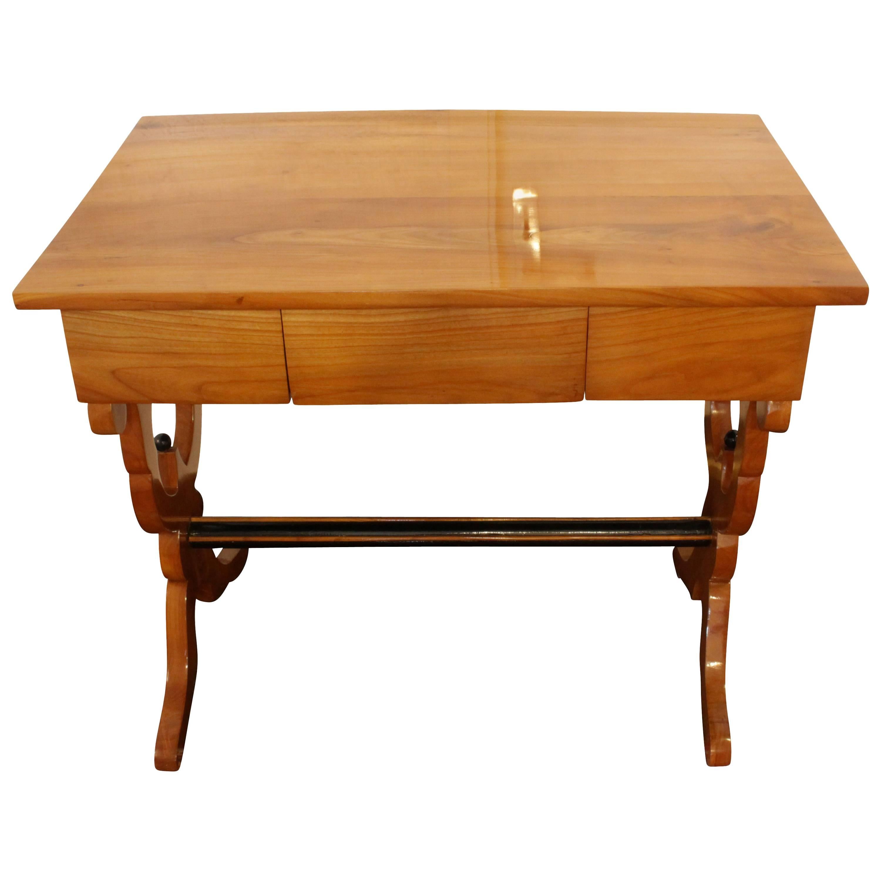 19th Century, Biedermeier Cherry Ladies Desk / Side Table For Sale