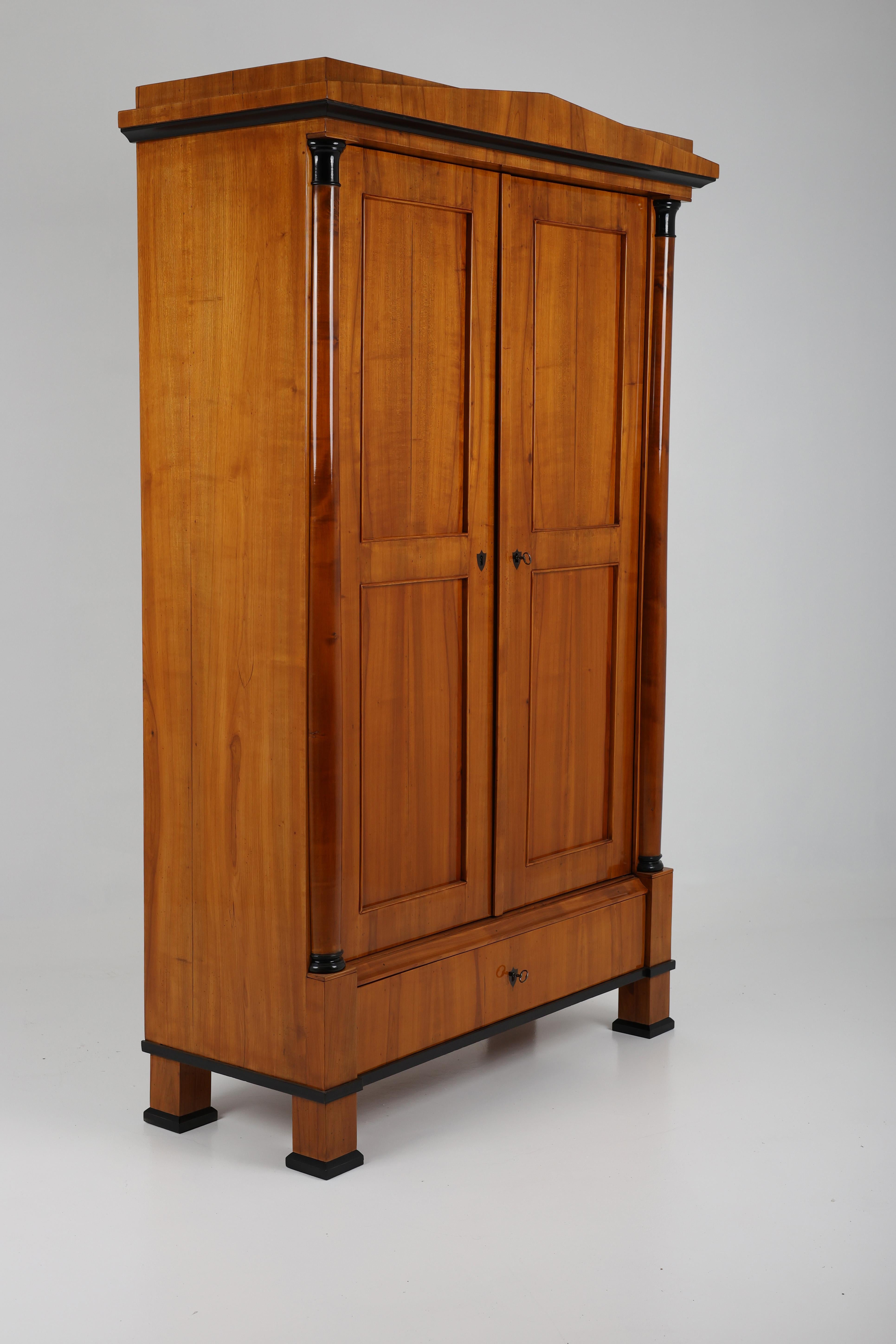 German 19th Century Biedermeier Cherry wood Wardrobe For Sale