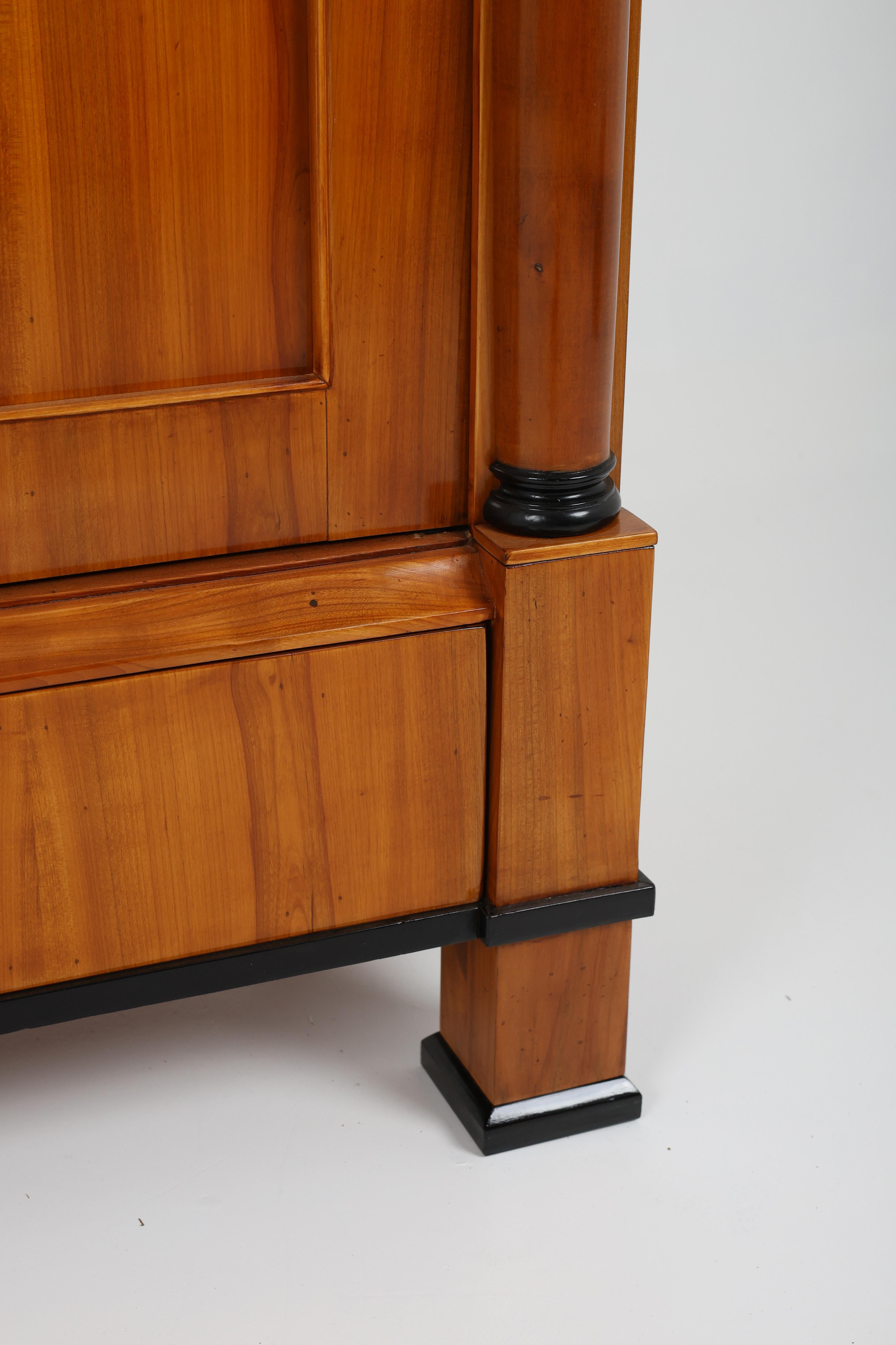 Ebonized 19th Century Biedermeier Cherry wood Wardrobe For Sale