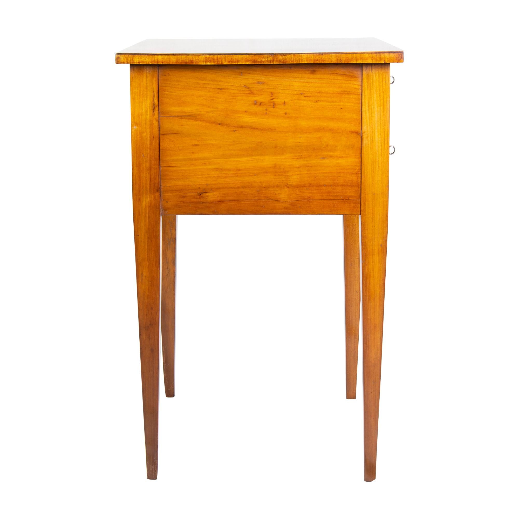 Polished 19th Century Biedermeier Cherrywood 2-Drawer Side Table