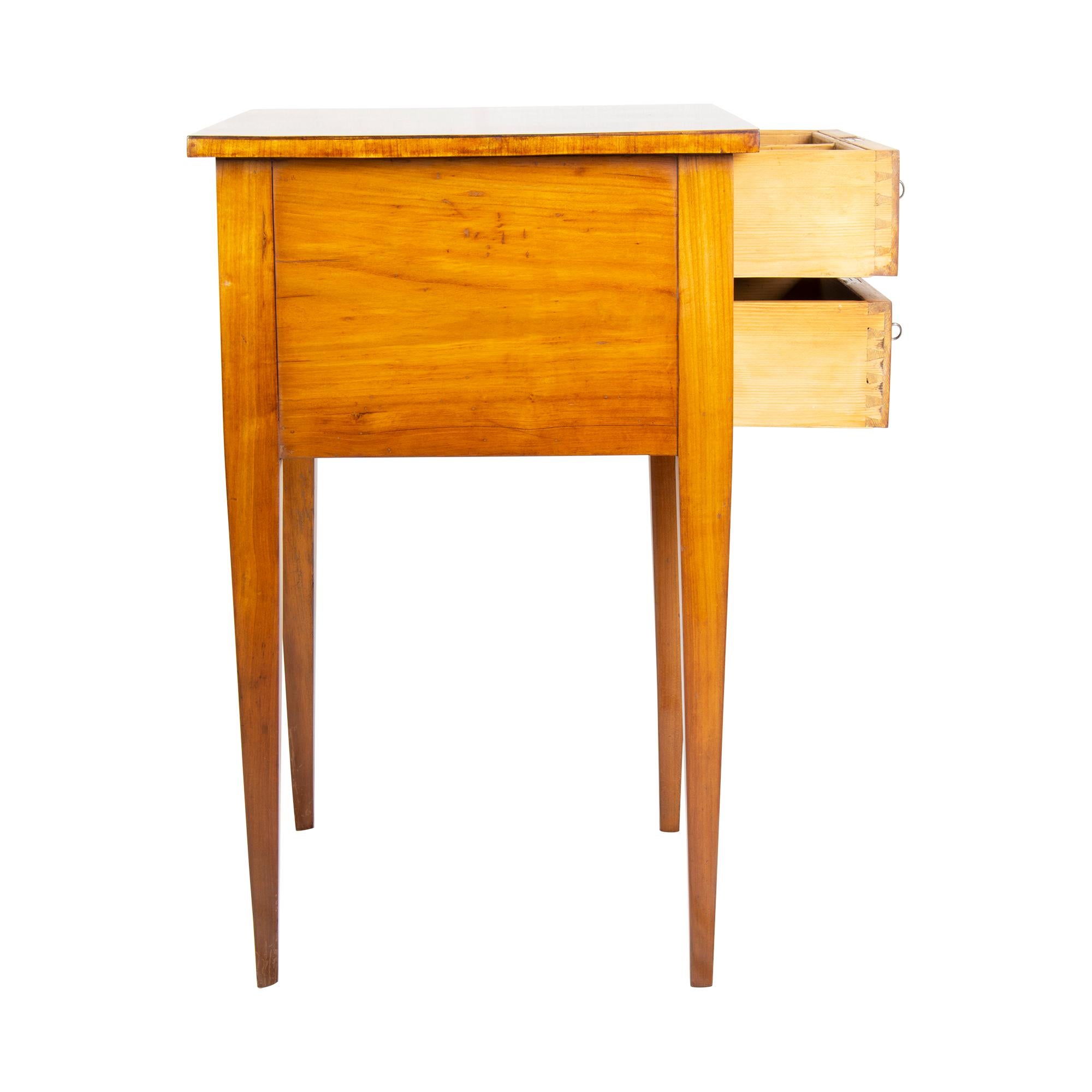 19th Century Biedermeier Cherrywood 2-Drawer Side Table 1