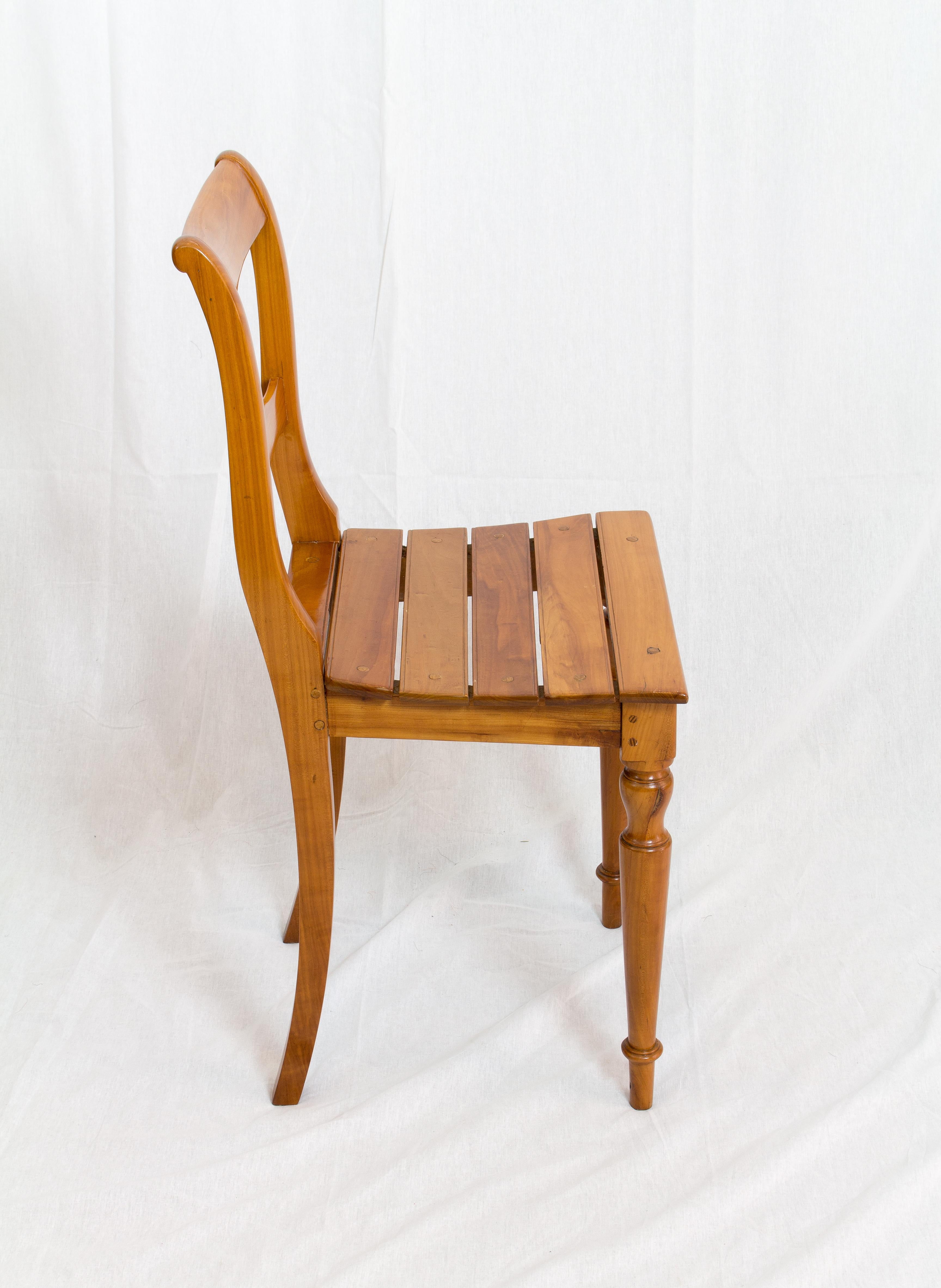 A chair from the time of the Biedermeier circa 1830. The chair is made of solid cherrywood.
In very good restored condition.