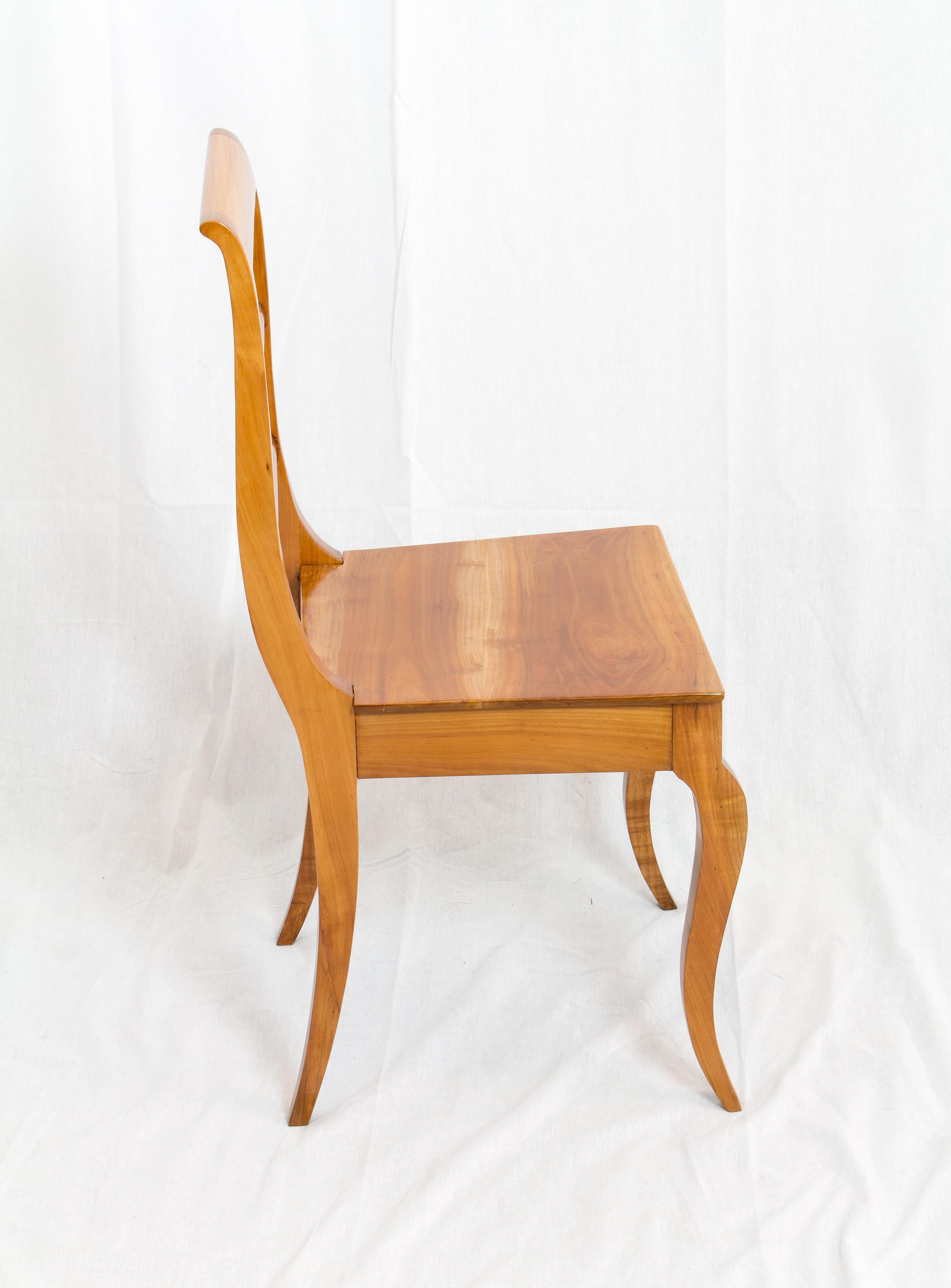 A chair from the time of the Biedermeier circa 1830. The chair is made of solid cherrywood.
In very good restored condition.