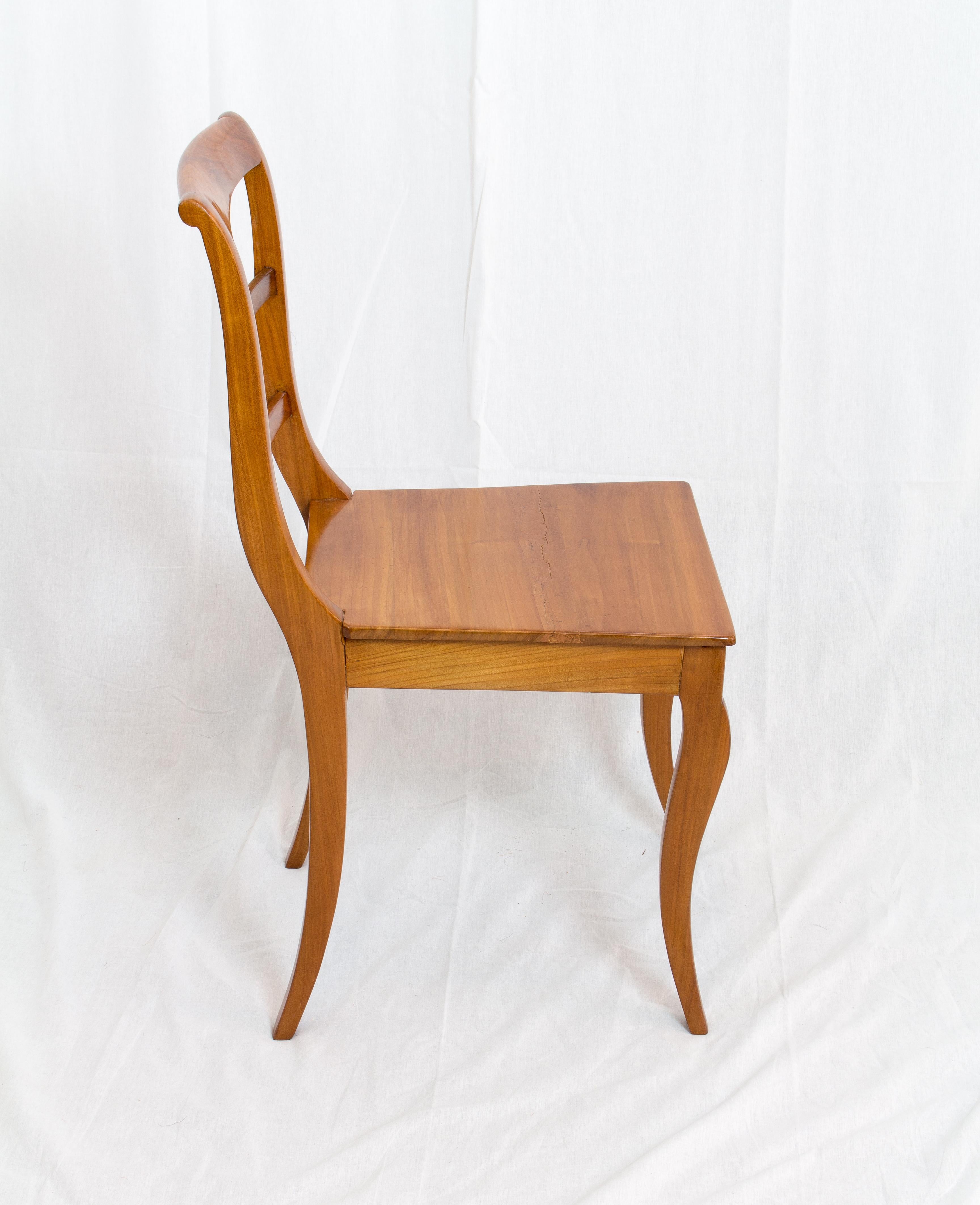 A chair from the time of the Biedermeier, circa 1830. The chair is made of solid cherrywood.
In very good restored condition.