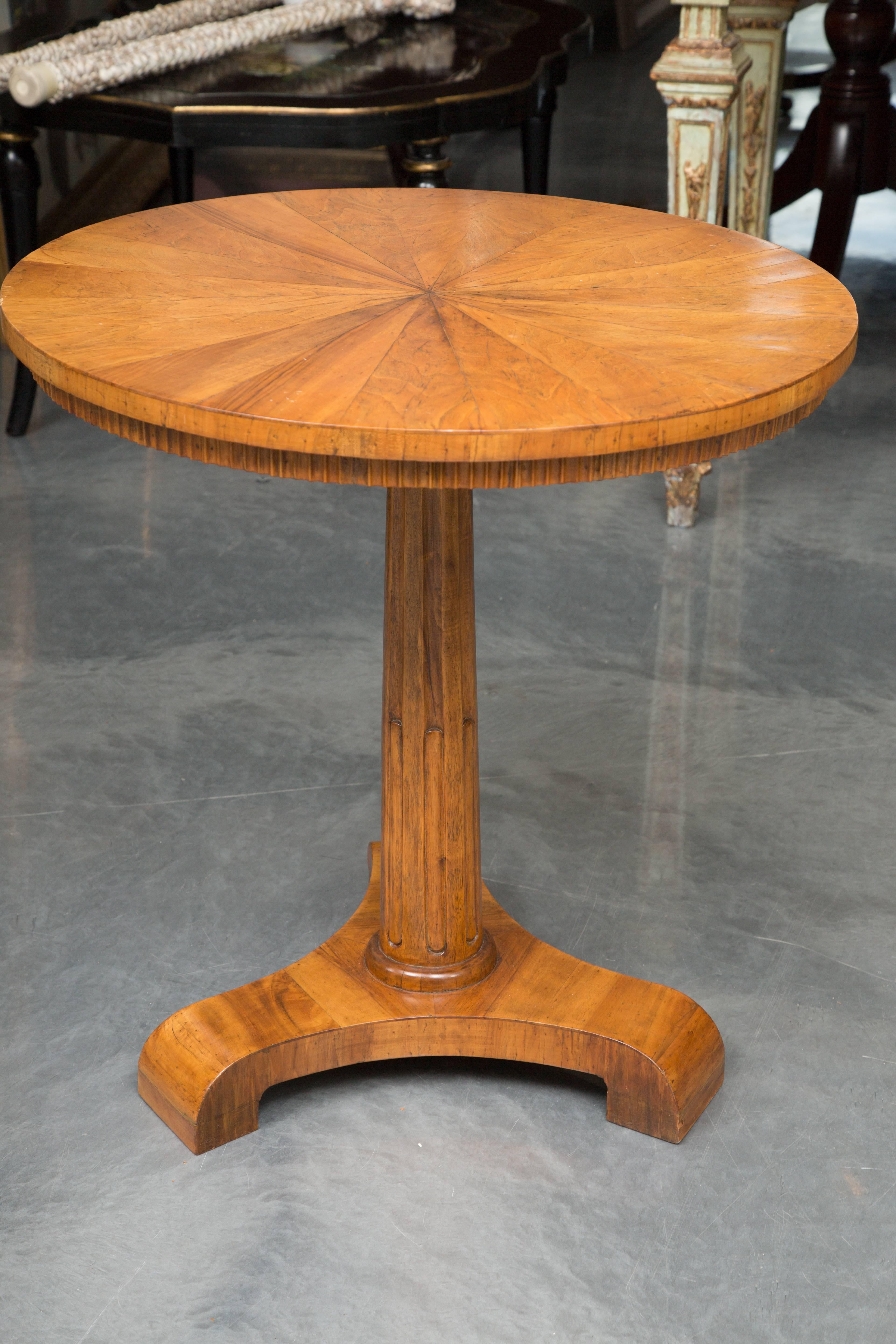 19th Century Biedermeier Cherrywood Circular Side Table In Good Condition In WEST PALM BEACH, FL