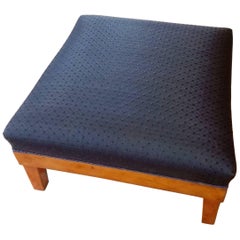 19th Century Biedermeier Cherrywood Footstool Upholstered Horsehair Covered