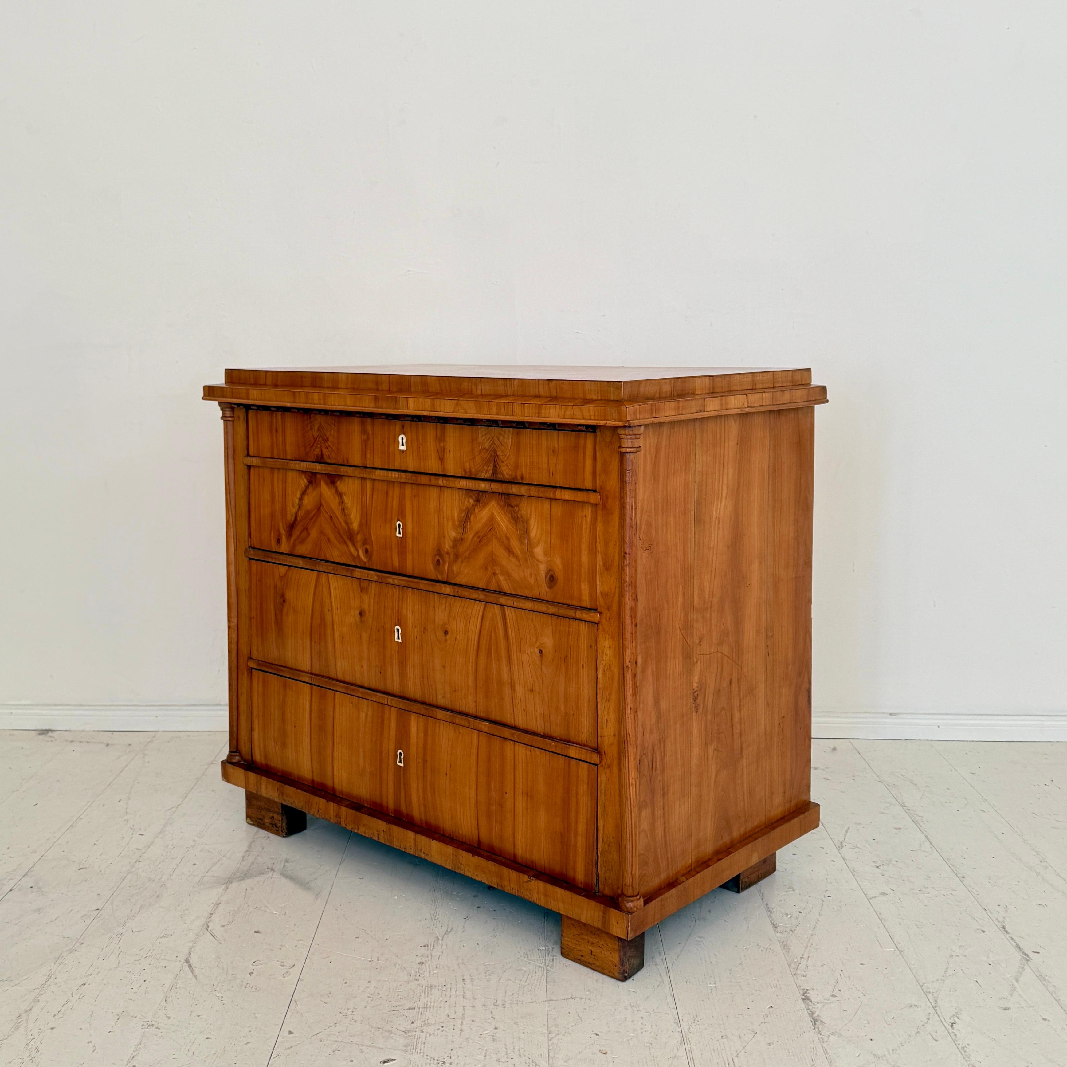 19th Century Biedermeier Chest of Drawers in Cherrywood with Columns, circa 1820 For Sale 6