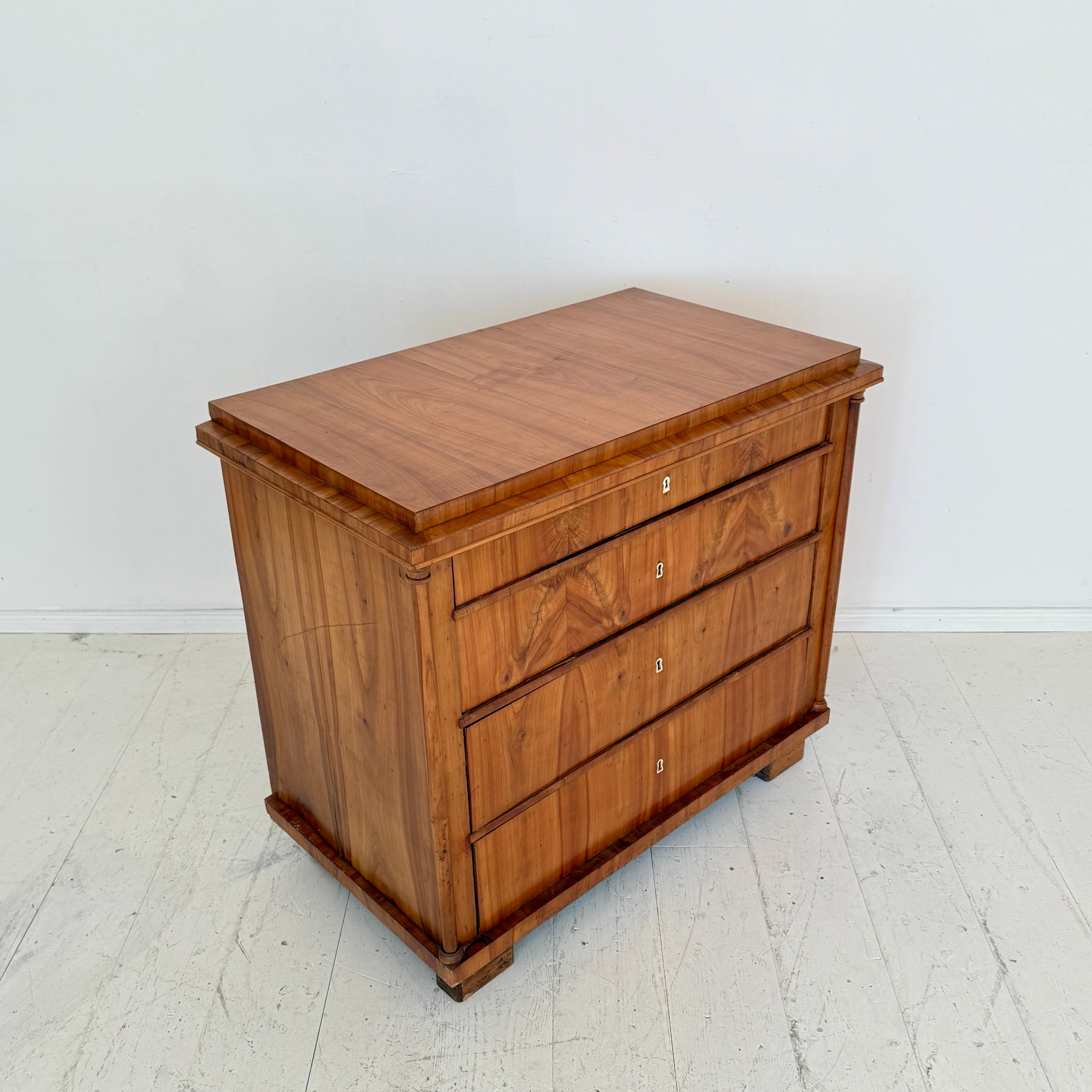19th Century Biedermeier Chest of Drawers in Cherrywood with Columns, circa 1820 For Sale 8