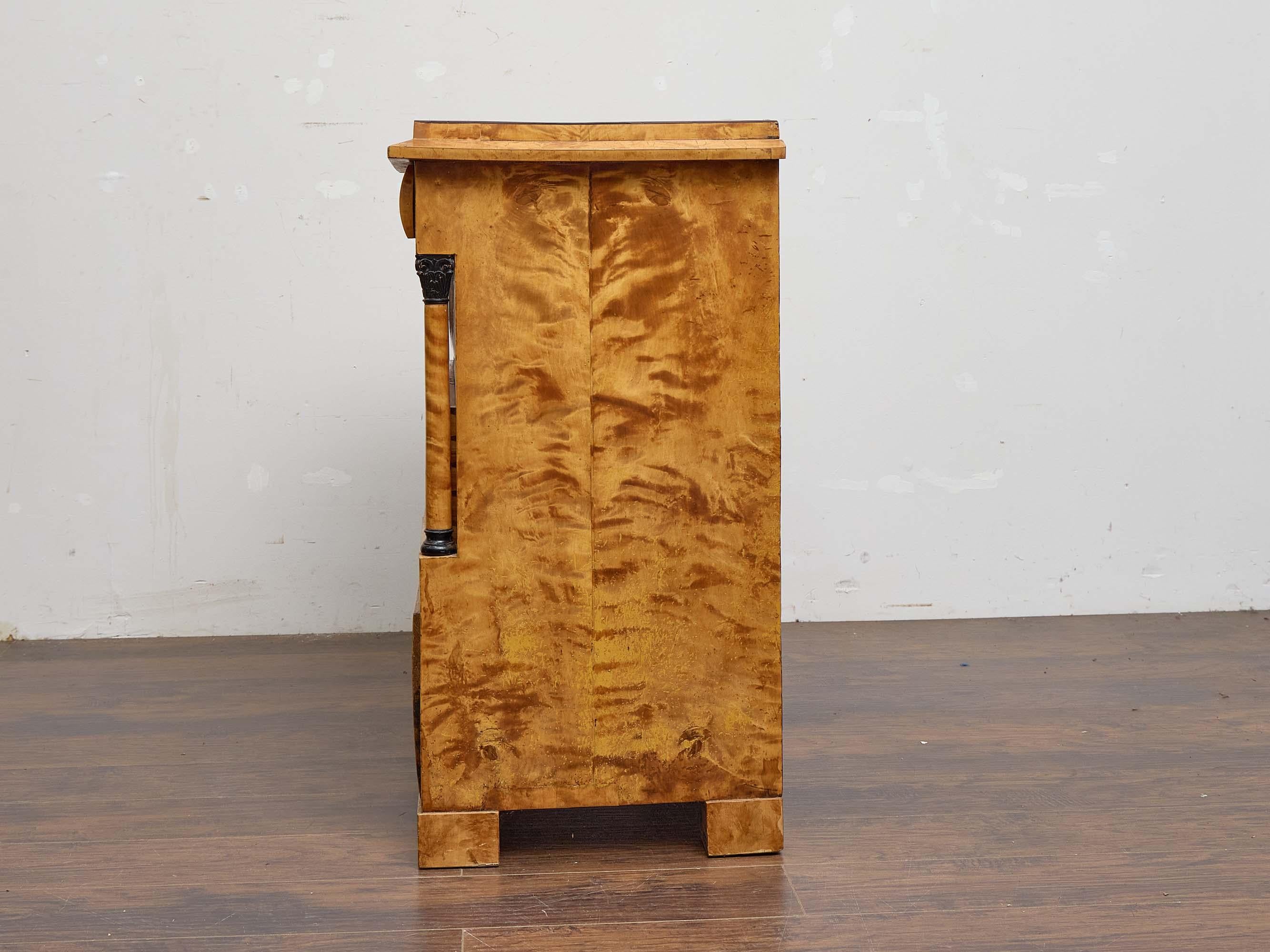 19th Century Biedermeier Chest of Drawers in Striking Tiger Maple Veneer For Sale 4