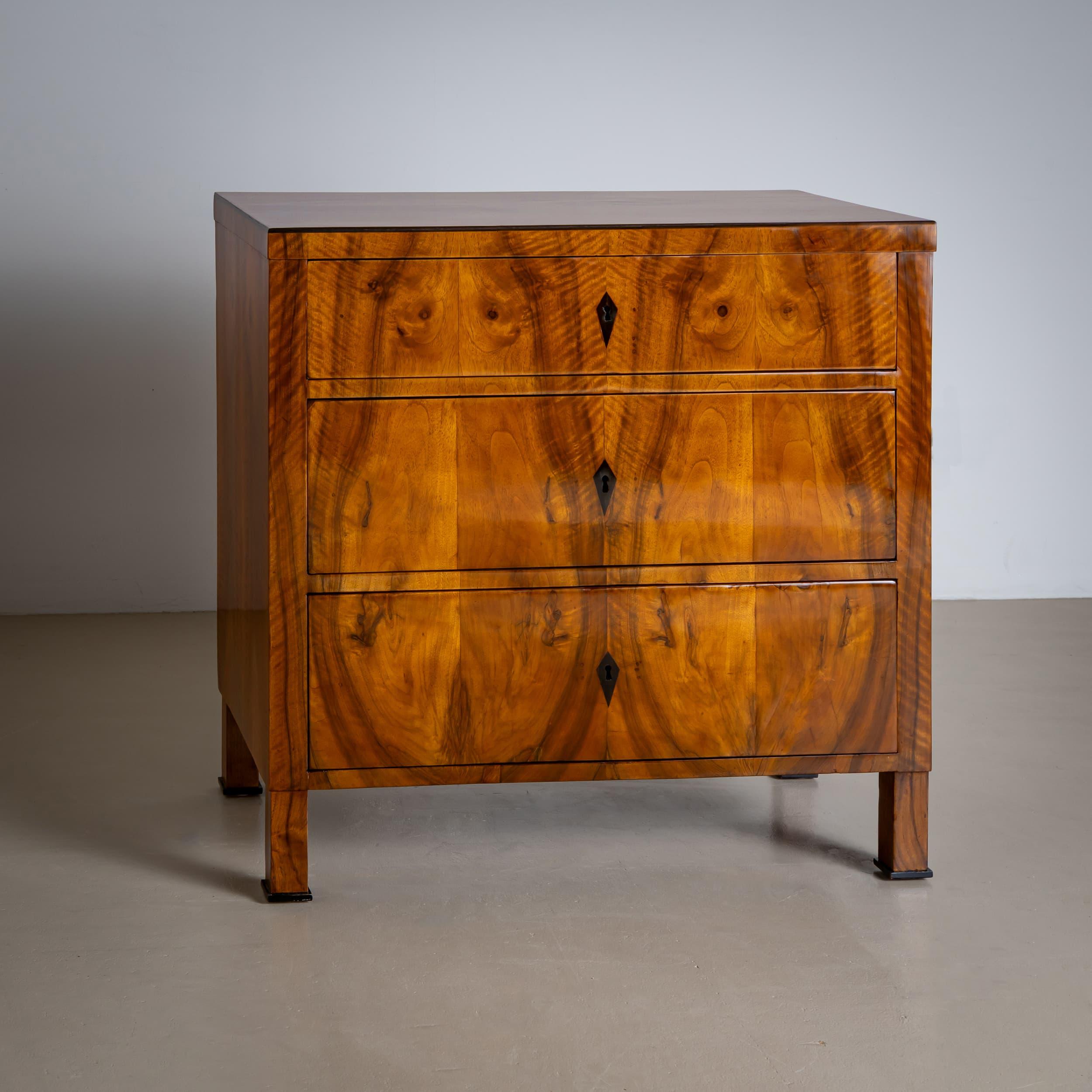 Tedesco Cassettiera Biedermeier del XIX secolo in noce in vendita