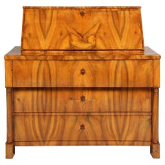 Cómoda Biedermeier del siglo XIX con compartimento para secretaria, c. 1830
