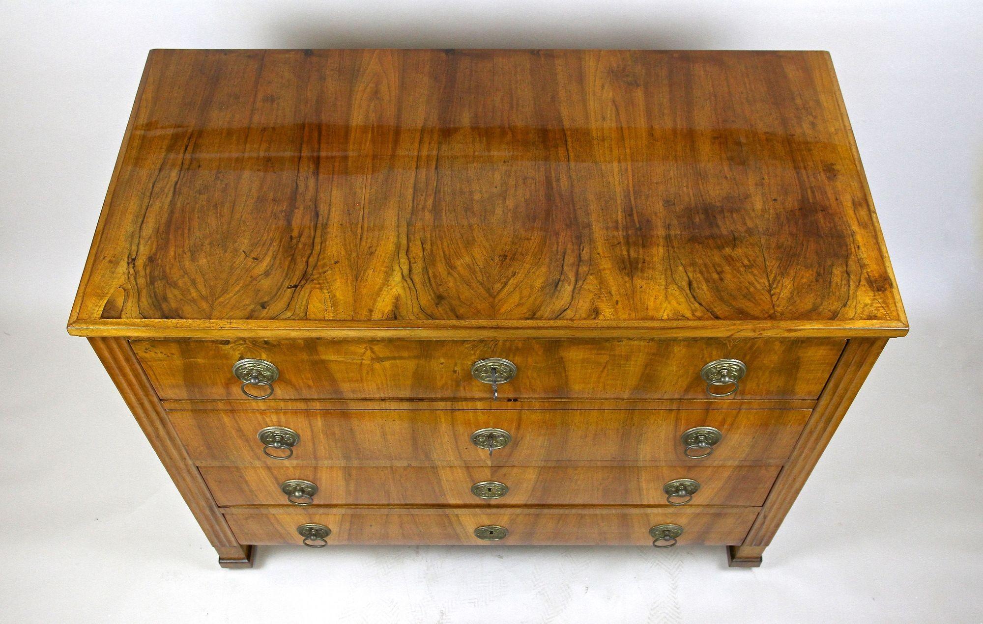Polished 19th Century Biedermeier Chest Of Drawers/ Writing Commode, Austria ca. 1830 For Sale