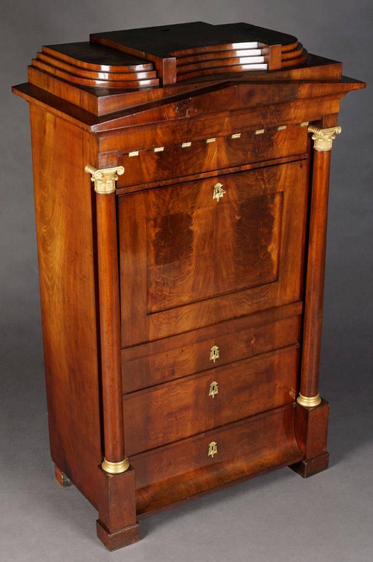 Wood 19th Century Biedermeier Column Secretary For Sale