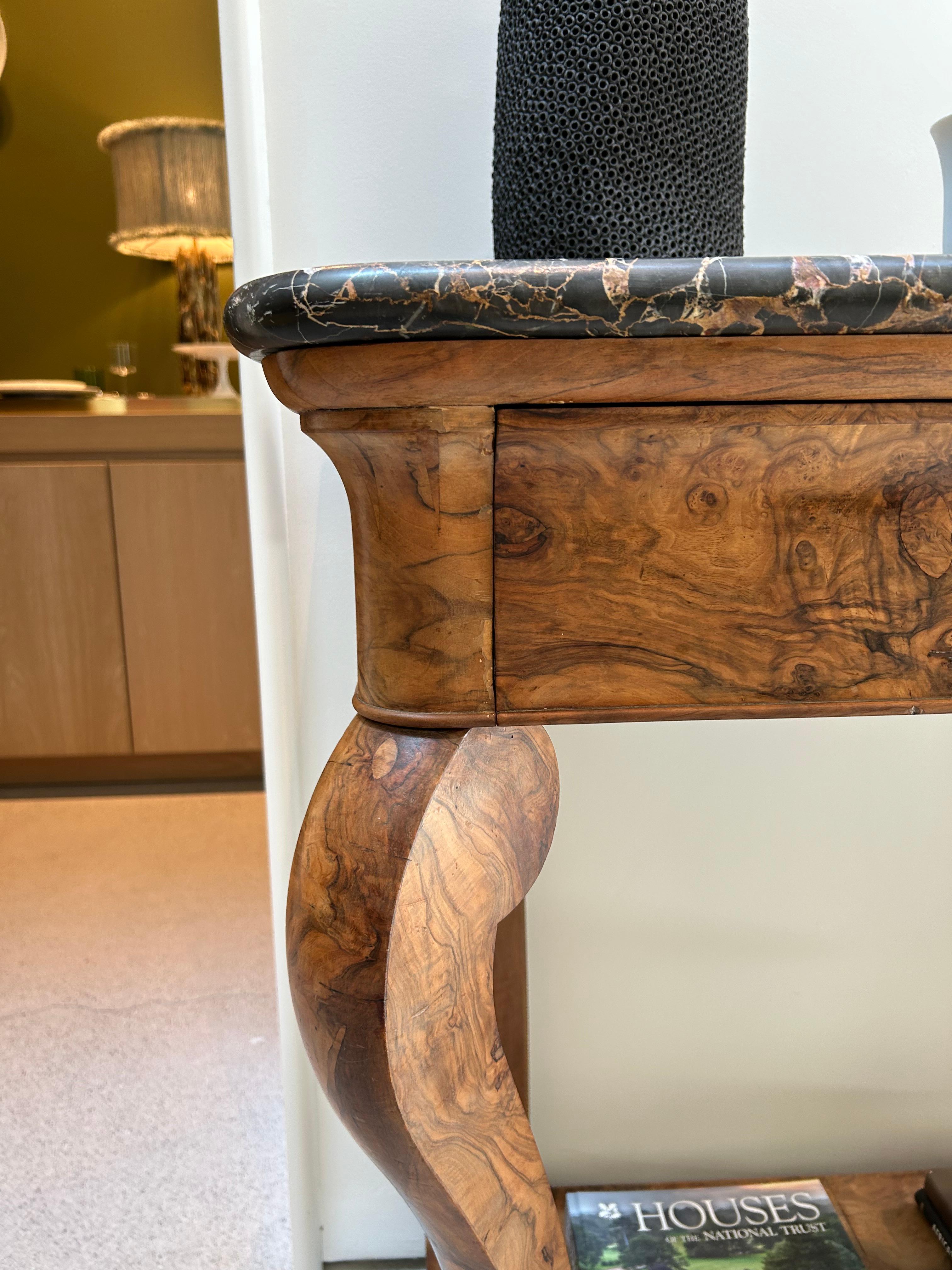 German 19th Century Biedermeier Console Table with Marble Top For Sale