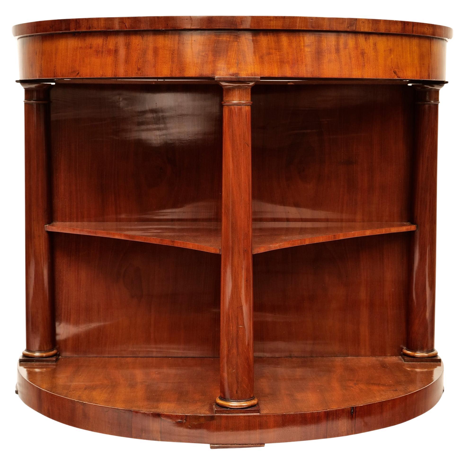 19th Century Biedermeier Demi Lune Console Table Mahogany For Sale