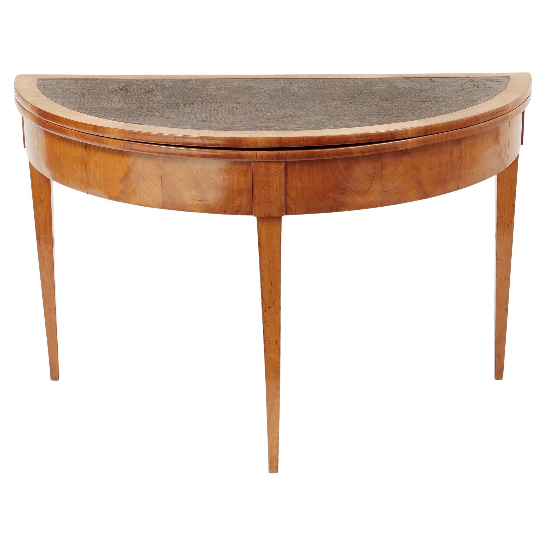 19th Century Biedermeier Demi Lune console table / salon table cherry For Sale