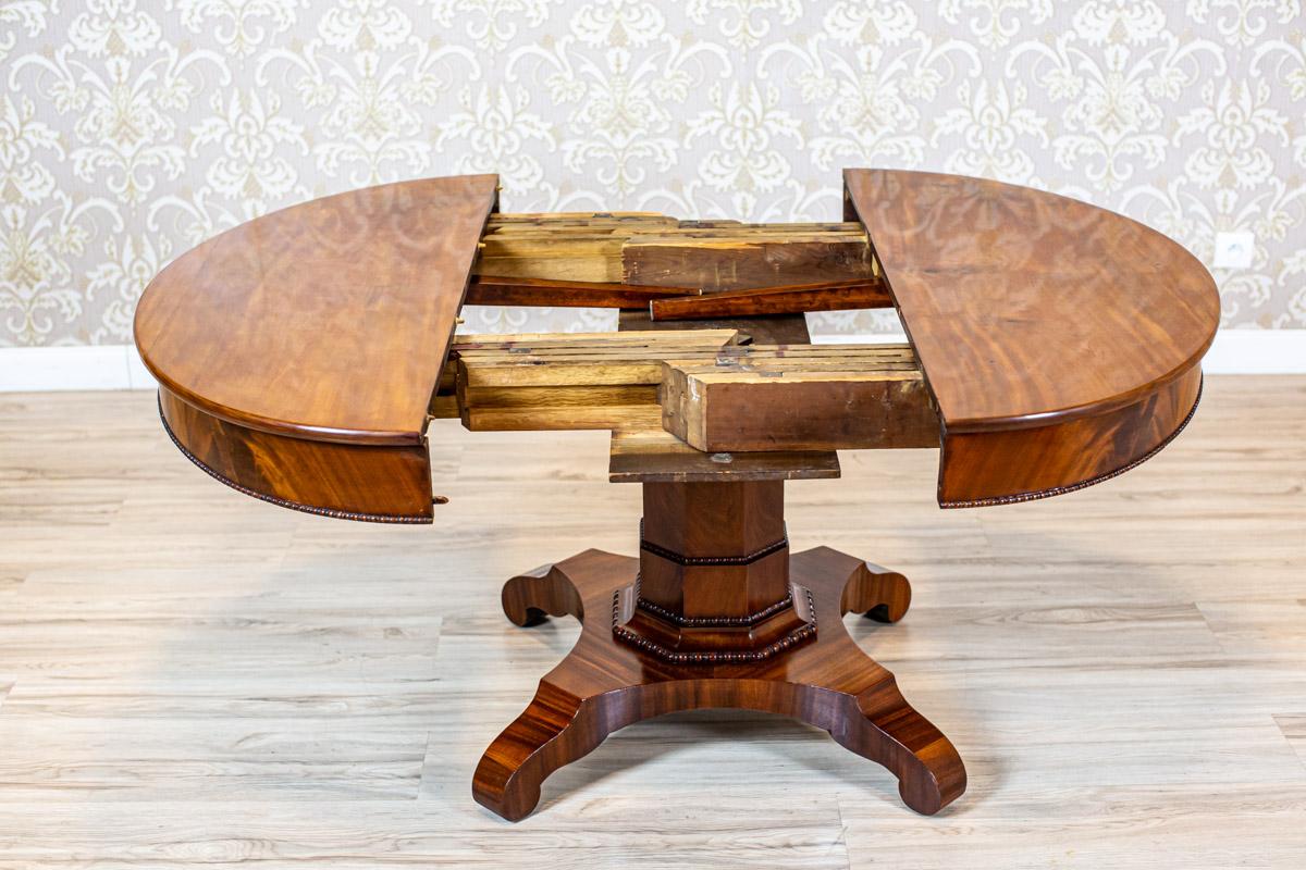 19th-Century Biedermeier Dining Table in Shellac Veneered with Mahogany 5
