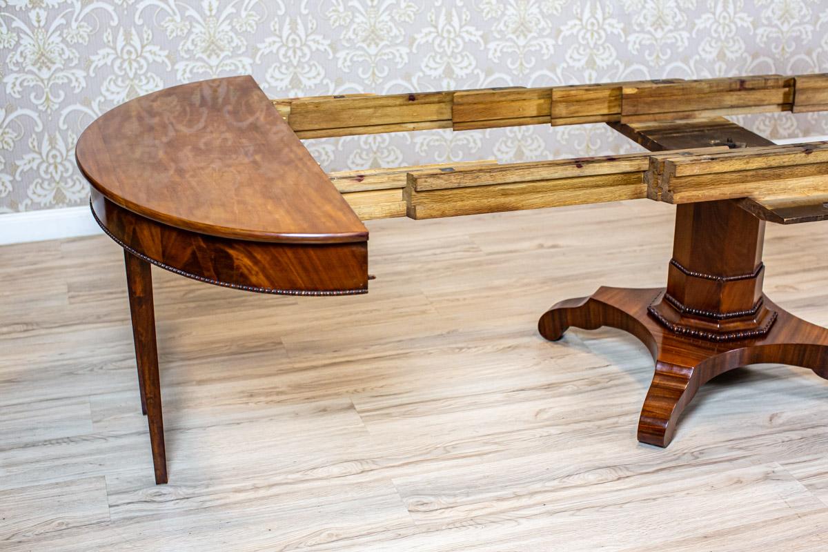 19th-Century Biedermeier Dining Table in Shellac Veneered with Mahogany 7