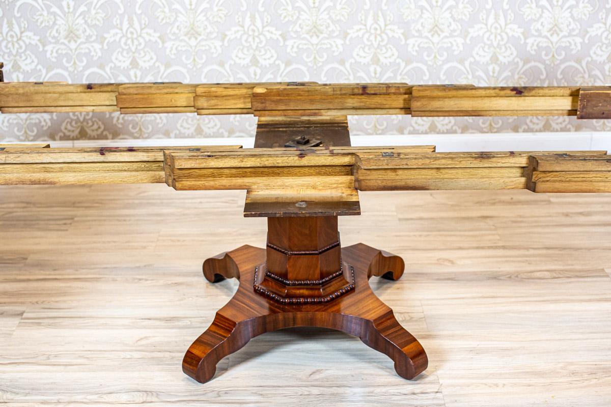 19th-Century Biedermeier Dining Table in Shellac Veneered with Mahogany 8