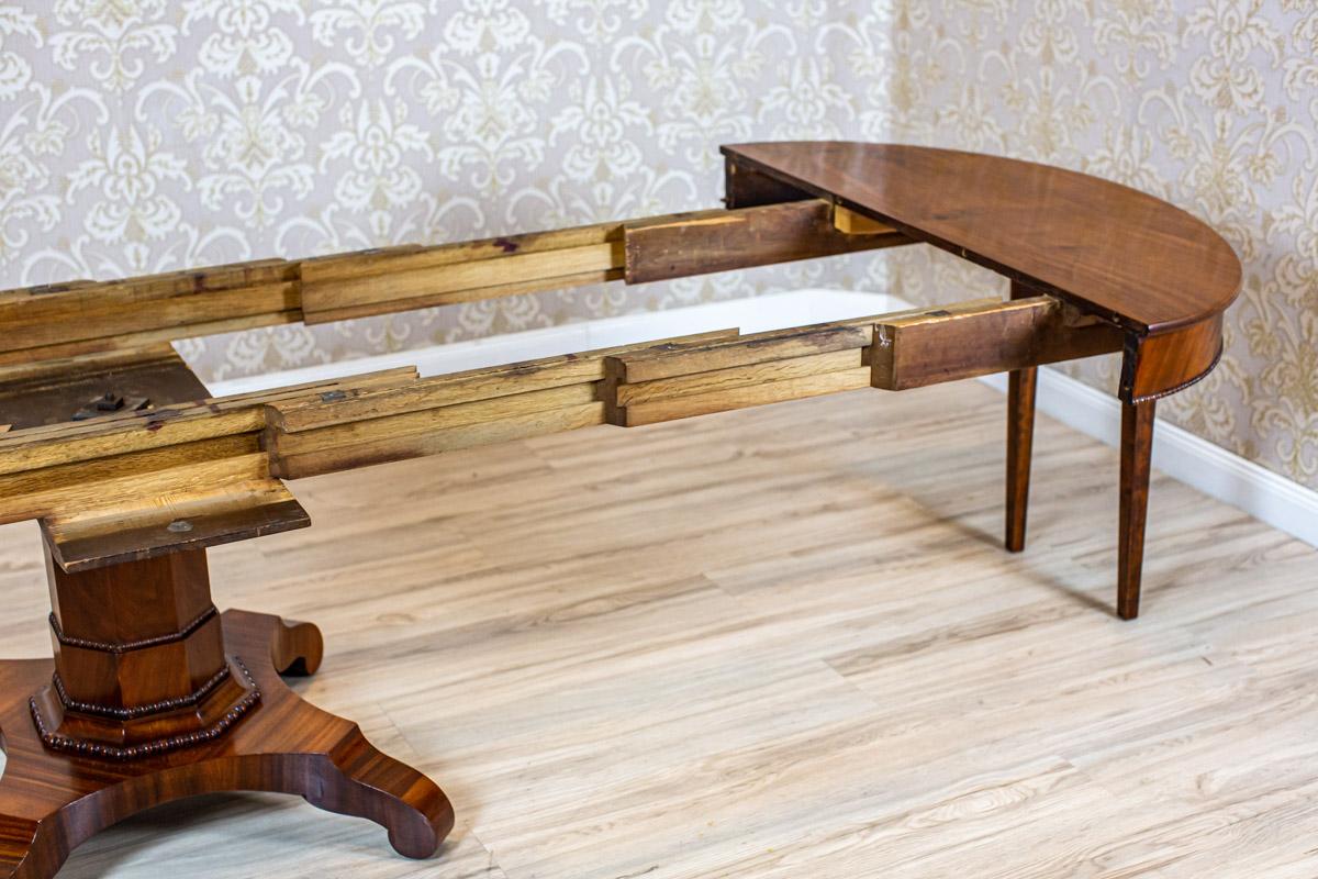 19th-Century Biedermeier Dining Table in Shellac Veneered with Mahogany 9