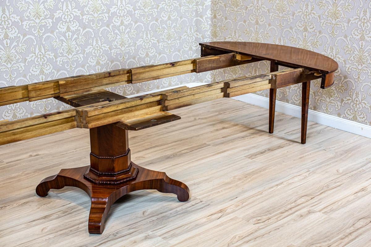 19th-Century Biedermeier Dining Table in Shellac Veneered with Mahogany 10