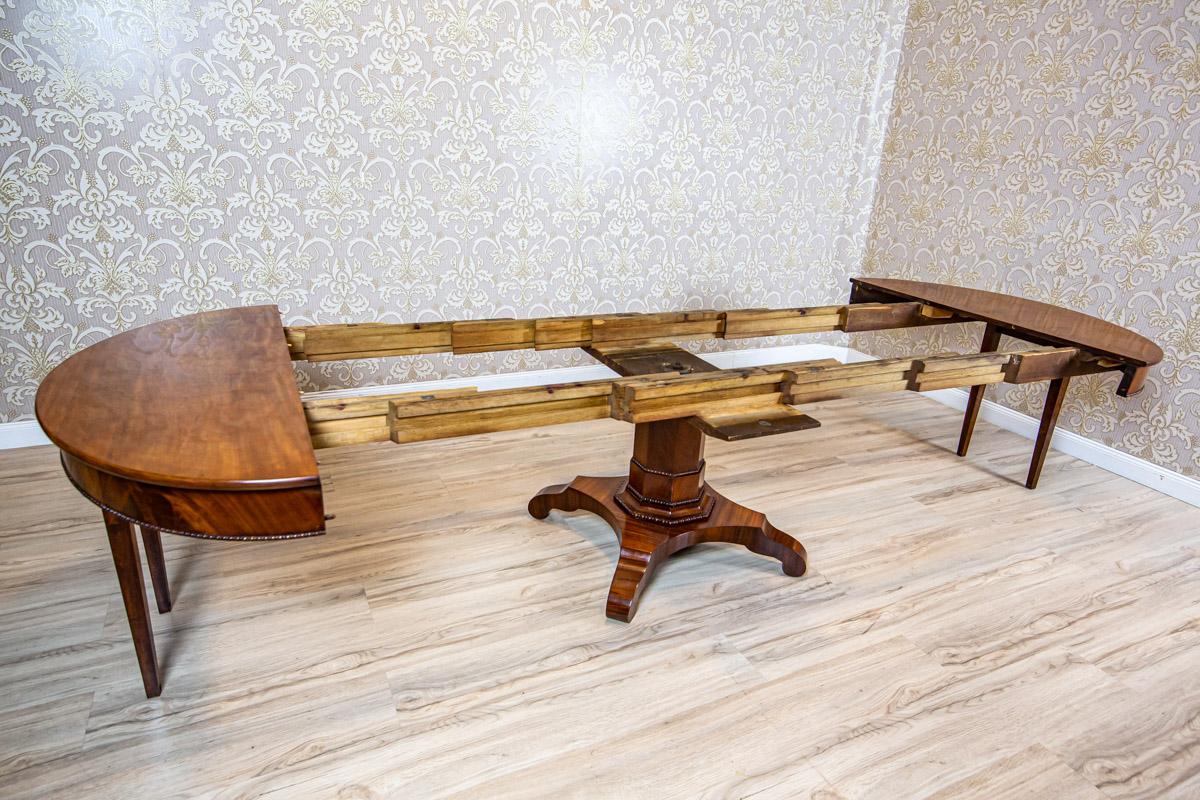 19th-Century Biedermeier Dining Table in Shellac Veneered with Mahogany 11