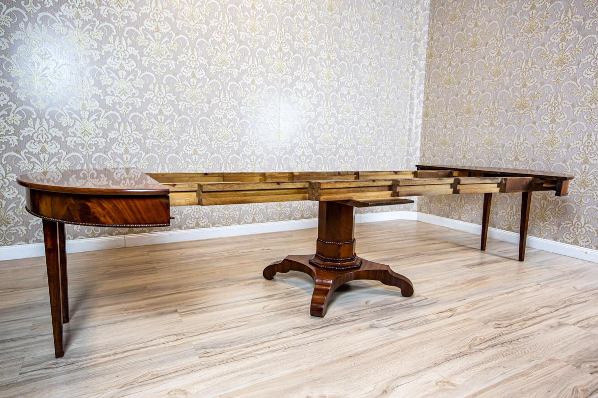 19th-Century Biedermeier Dining Table in Shellac Veneered with Mahogany 13