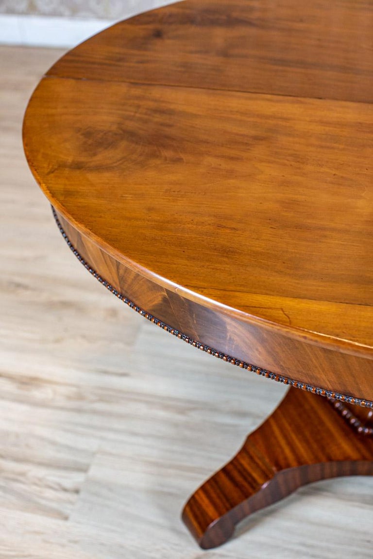19th-Century Biedermeier Dining Table in Shellac Veneered with Mahogany For Sale 4