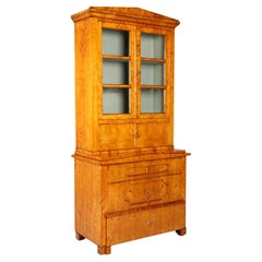 19th Century Biedermeier Display Cabinet, Bookcase, Birch, Germany circa 1835