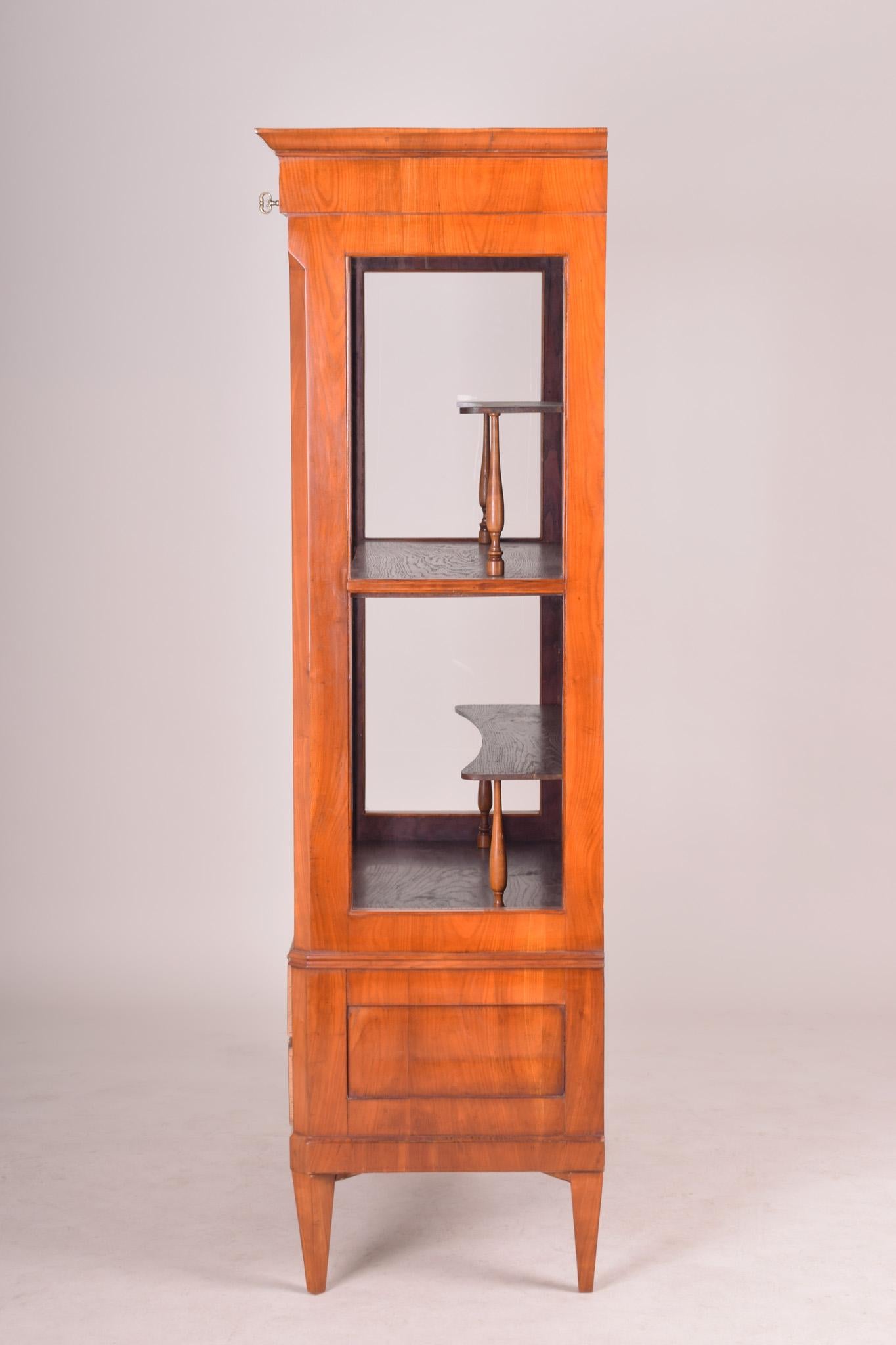 Mid-19th Century 19th Century Biedermeier Display Cabinet, Shellac Polish, Cherry-Tree