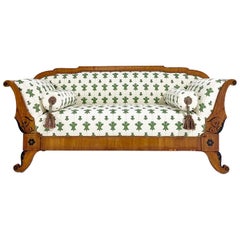 Biedermeier-Sofa aus ebonisiertem Nussbaumholz aus dem 19. Jahrhundert mit Florentiner Blumen von Beata Heuman