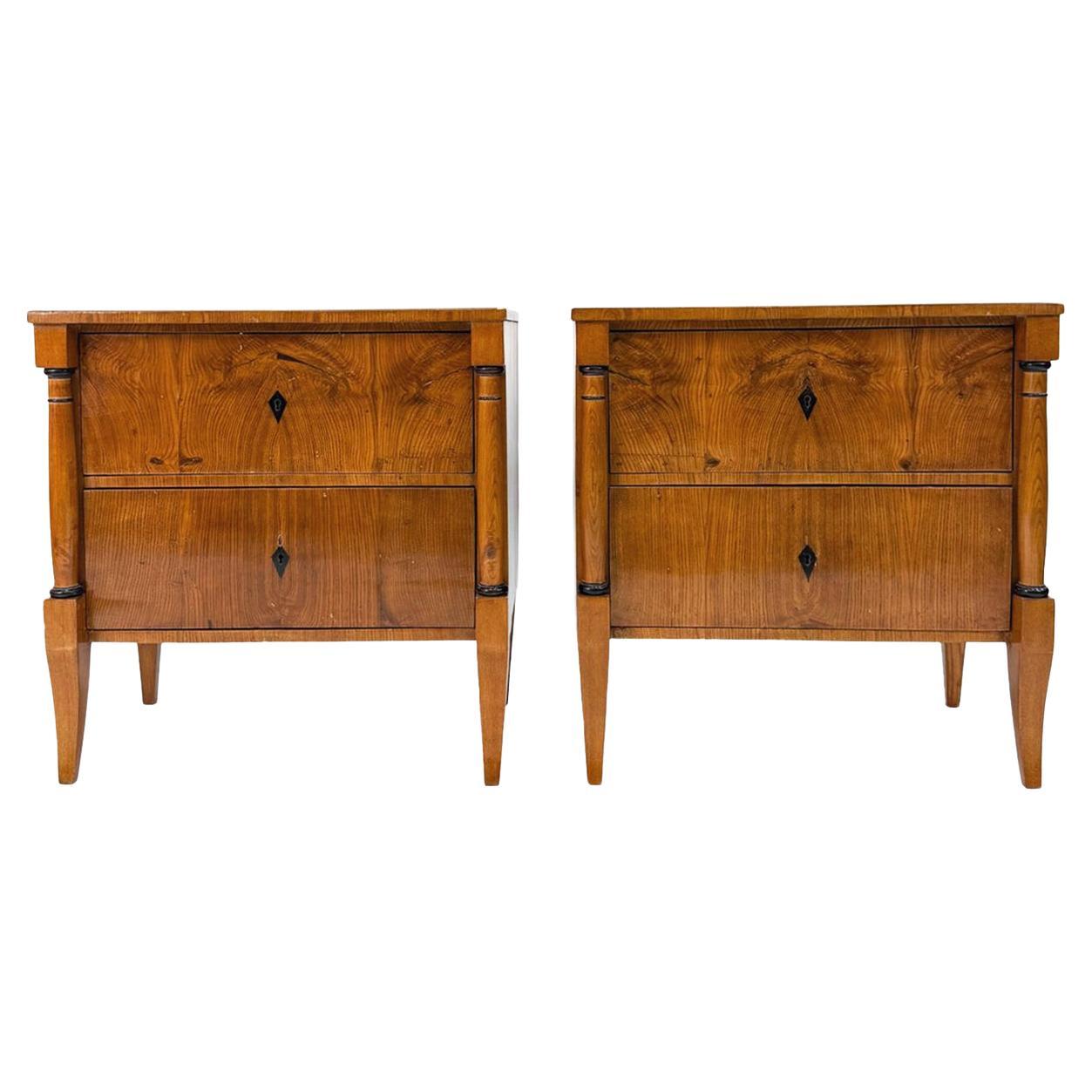19th Century Biedermeier Elm Chests of Drawers - A Pair