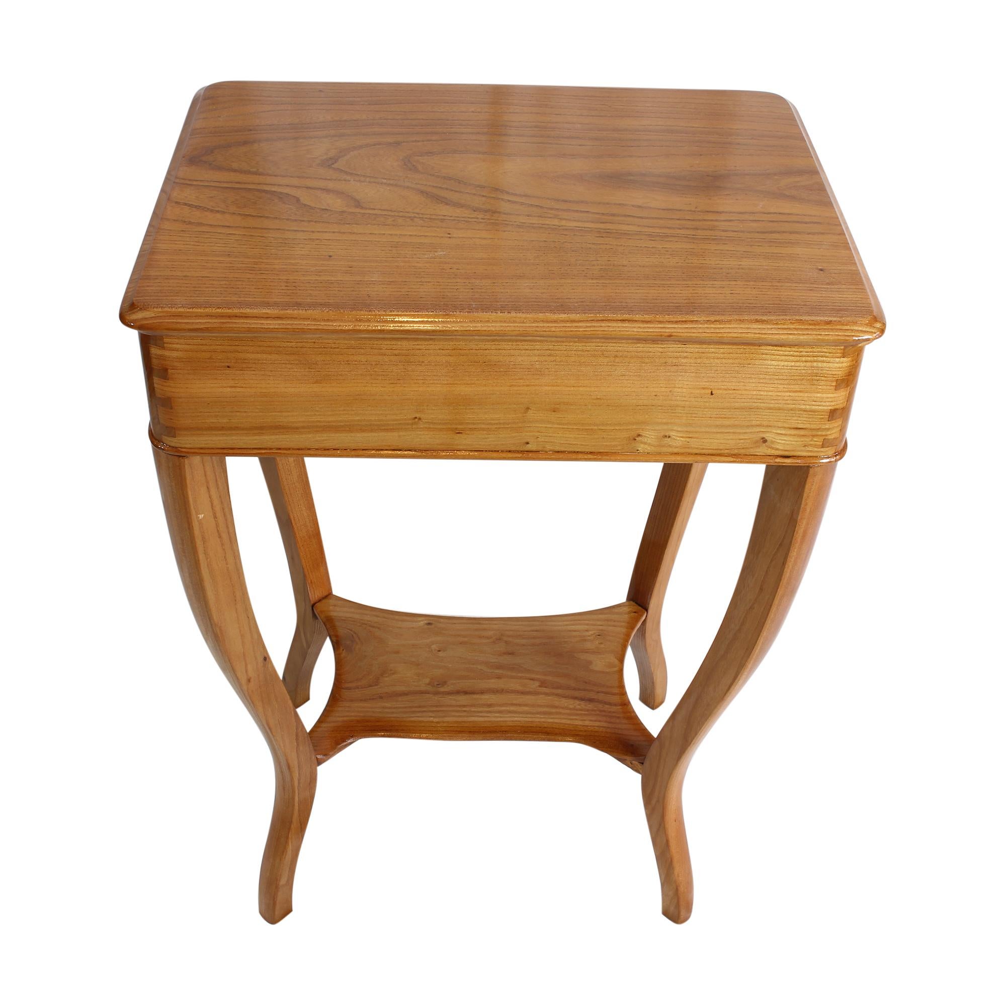 Polished 19th Century Biedermeier Elmwood Sewing or Side Table For Sale