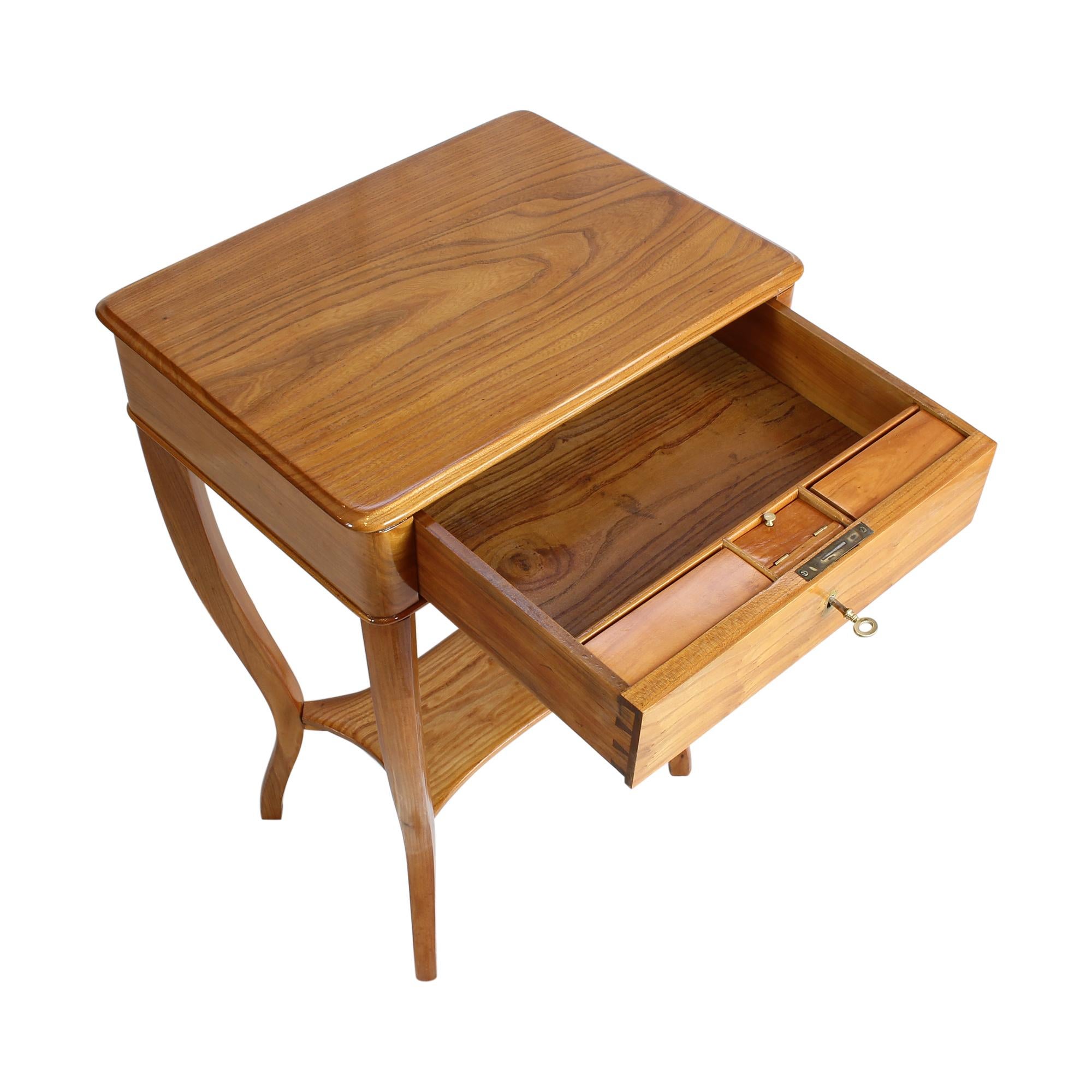 19th Century Biedermeier Elmwood Sewing or Side Table For Sale 1