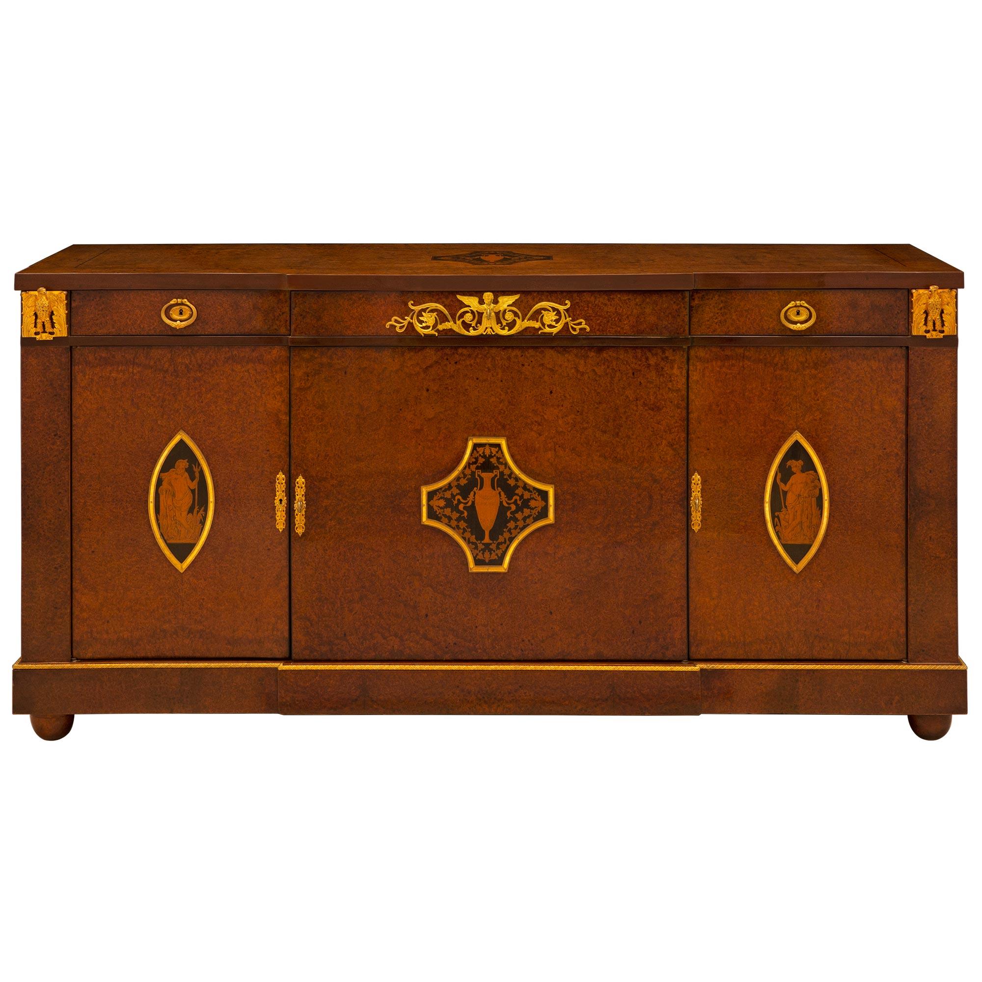 19th Century Biedermeier Empire Neo-Classical St. Burl Walnut Buffet For Sale 6