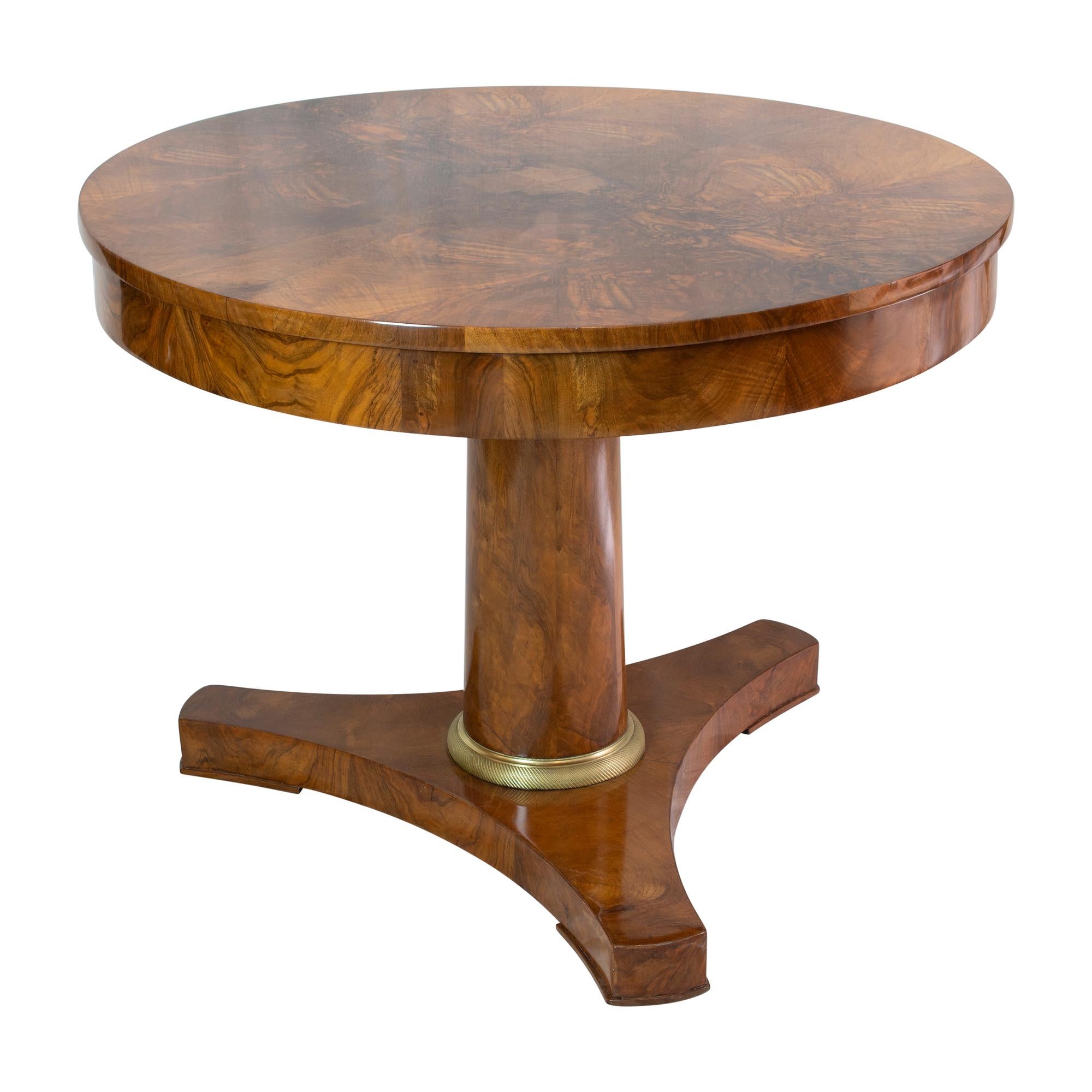 19th Century Biedermeier / Empire Round Salon Walnut Table 1