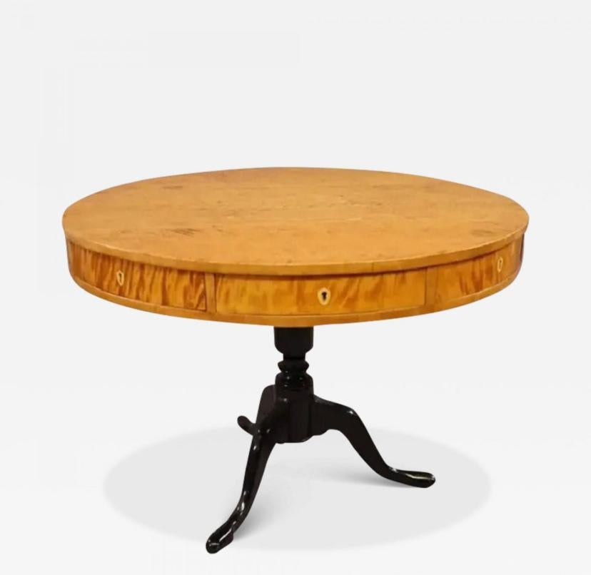 19th Century Biedermeier Game Table with Ebonized Pedestal Legs In Good Condition In New York, NY