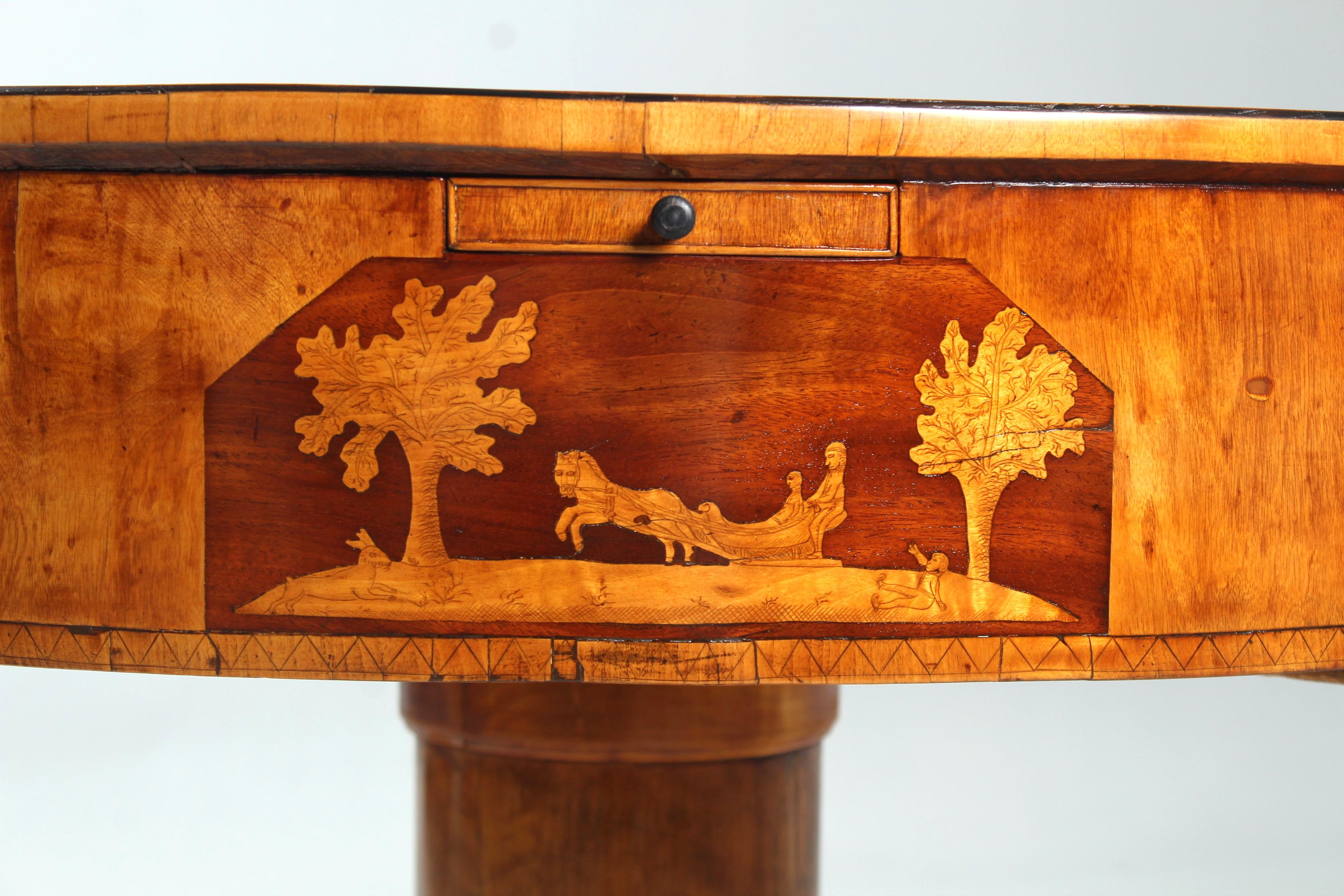 19th Century Biedermeier Game Table with Marquetry, c. 1830 1