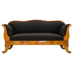Antique 19th Century Biedermeier German Sofa, Cherry Wood, 1830s